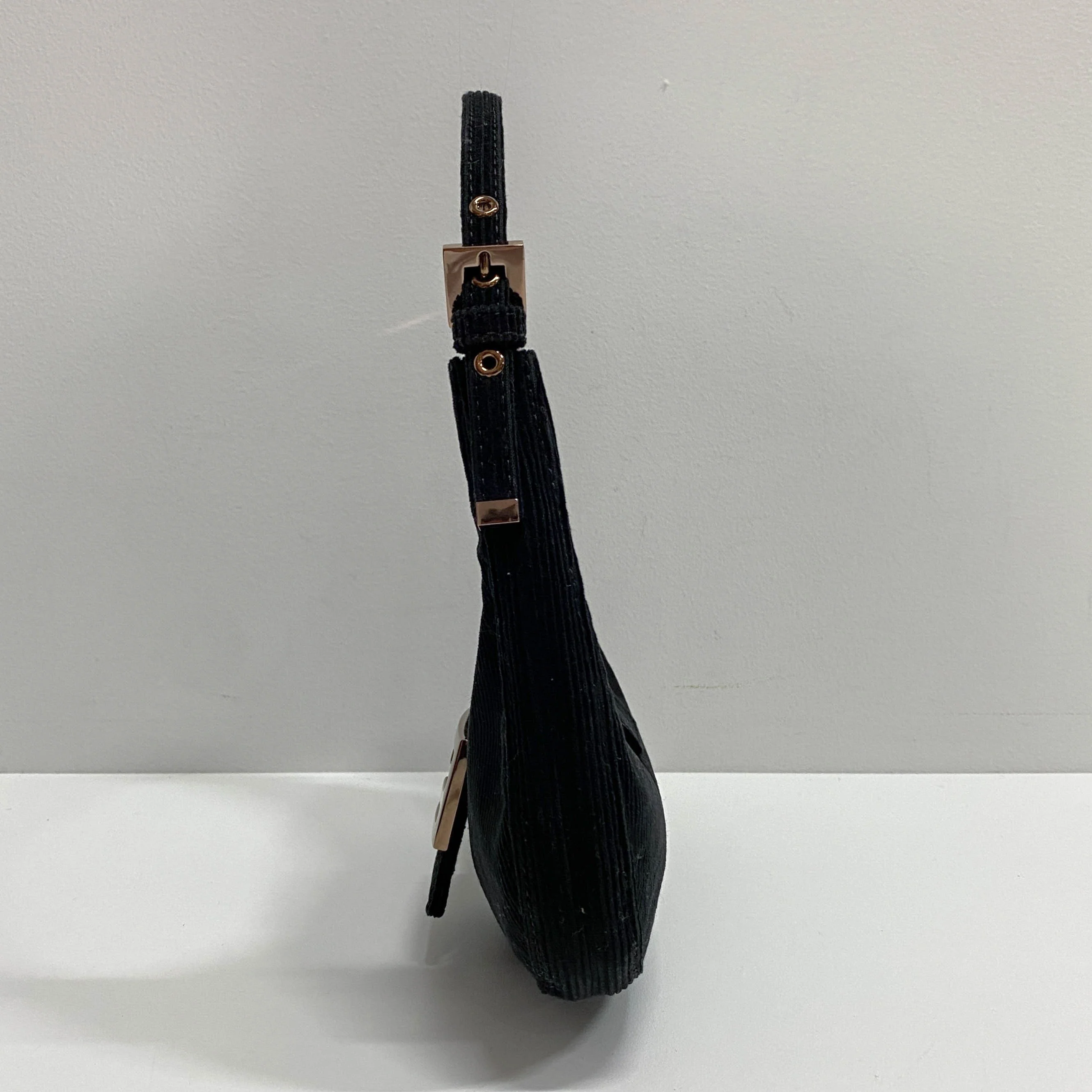 Croissant Black Corduroy Shoulder Bag - Image 6