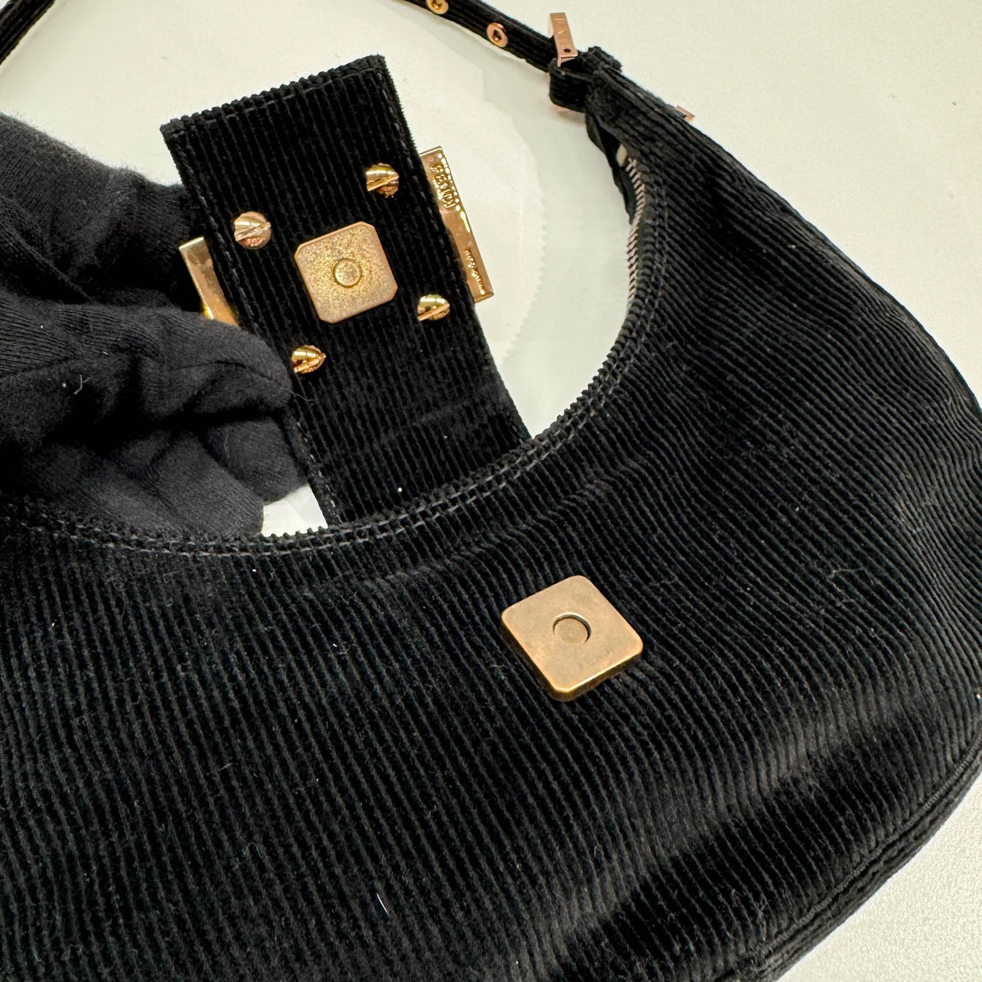 Croissant Black Corduroy Shoulder Bag - Image 17