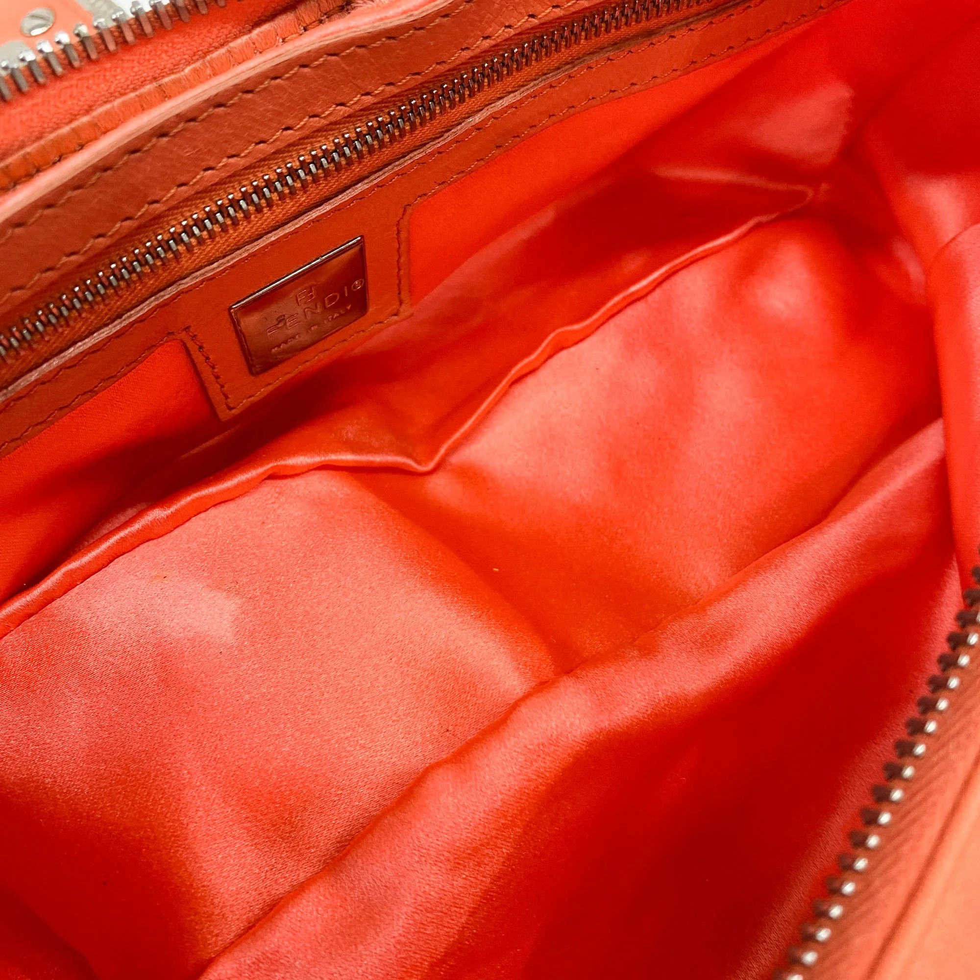 Croissant Orange Cotton Leather Shoulder Bag - Image 18