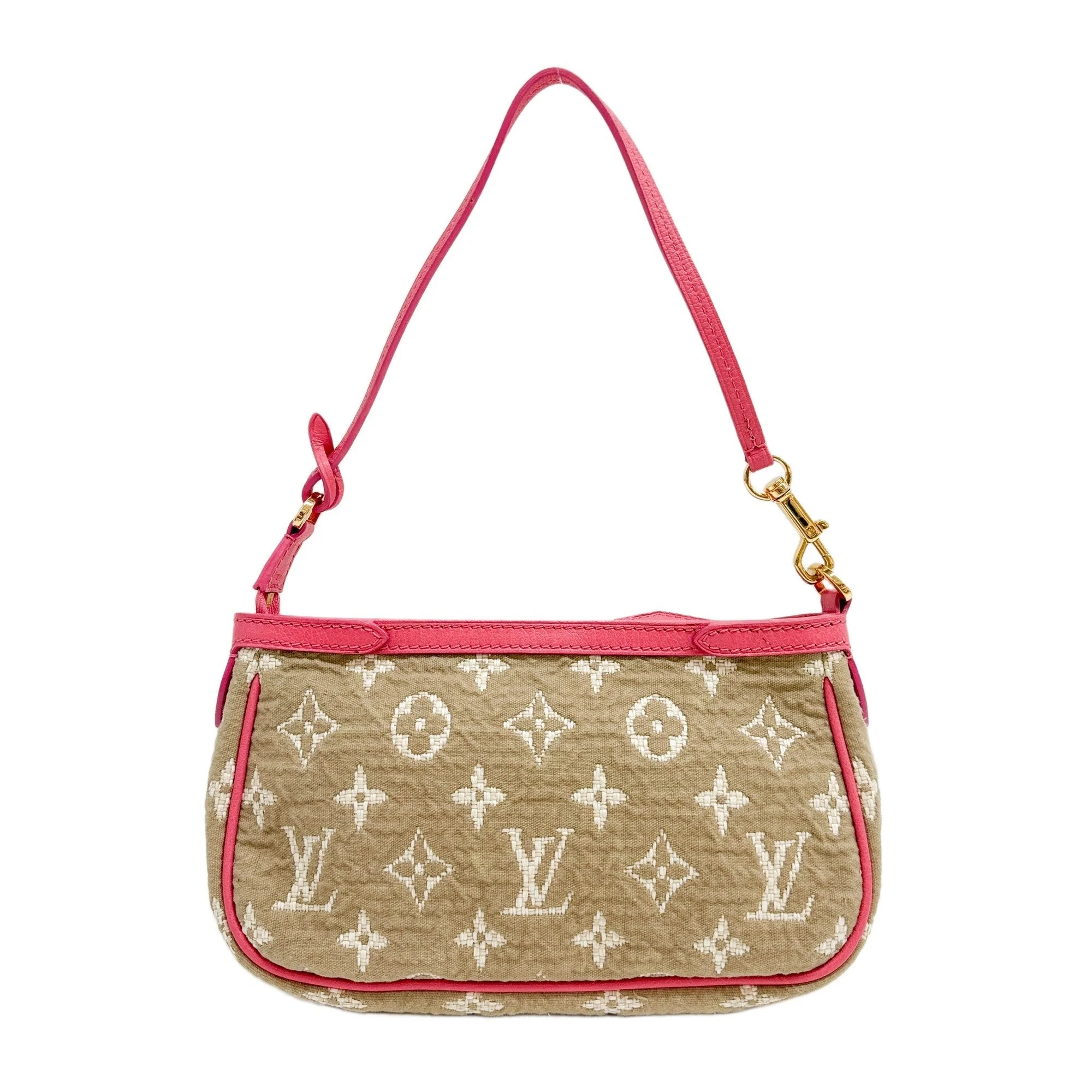 "Cruise" Sabbia Pochette Accessoire Pink Trim Brown Monogram Canvas Shoulder Bag - Image 2