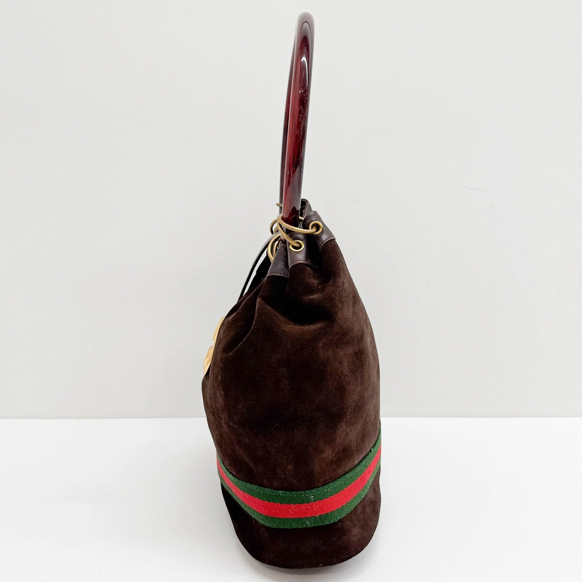 Curtain Ophidia Brown Suede Shoulder Bag - Image 5