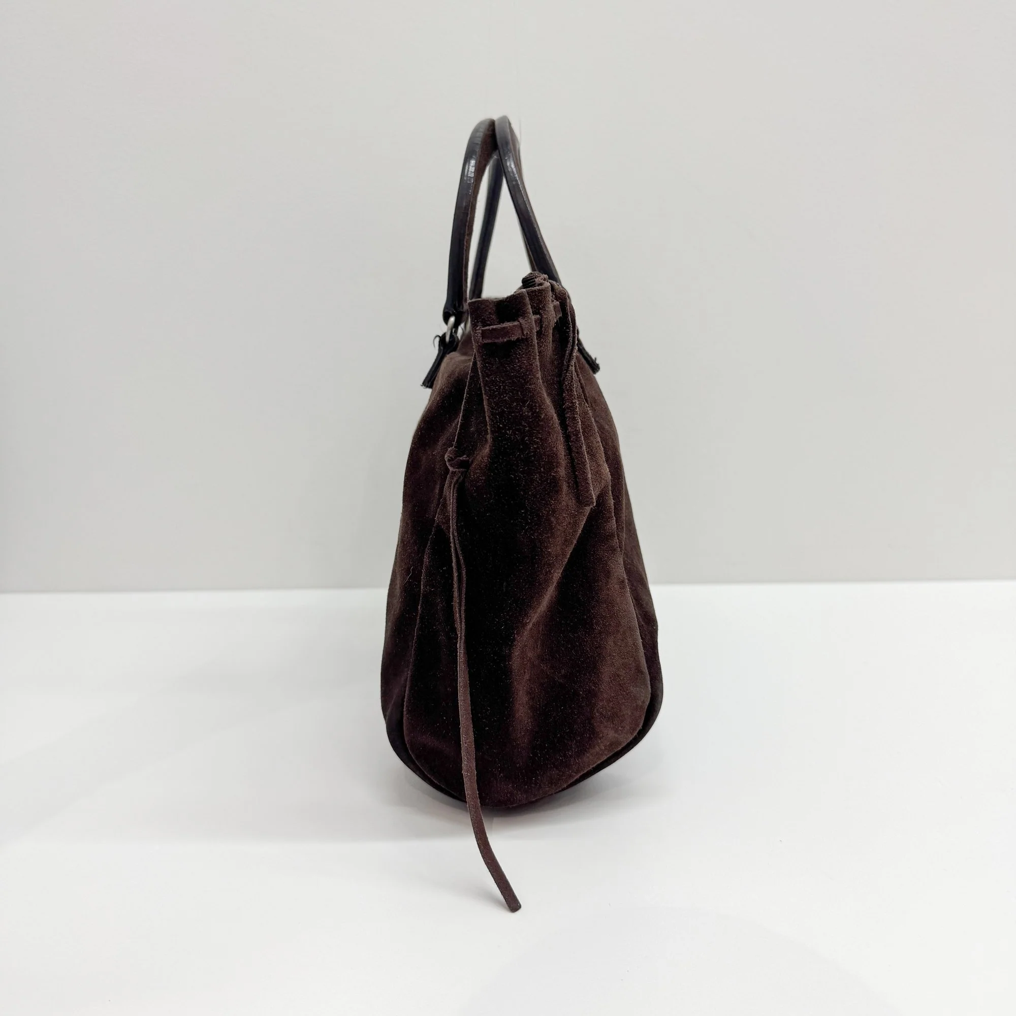 Dark Brown Suede Hand Bag - Image 4