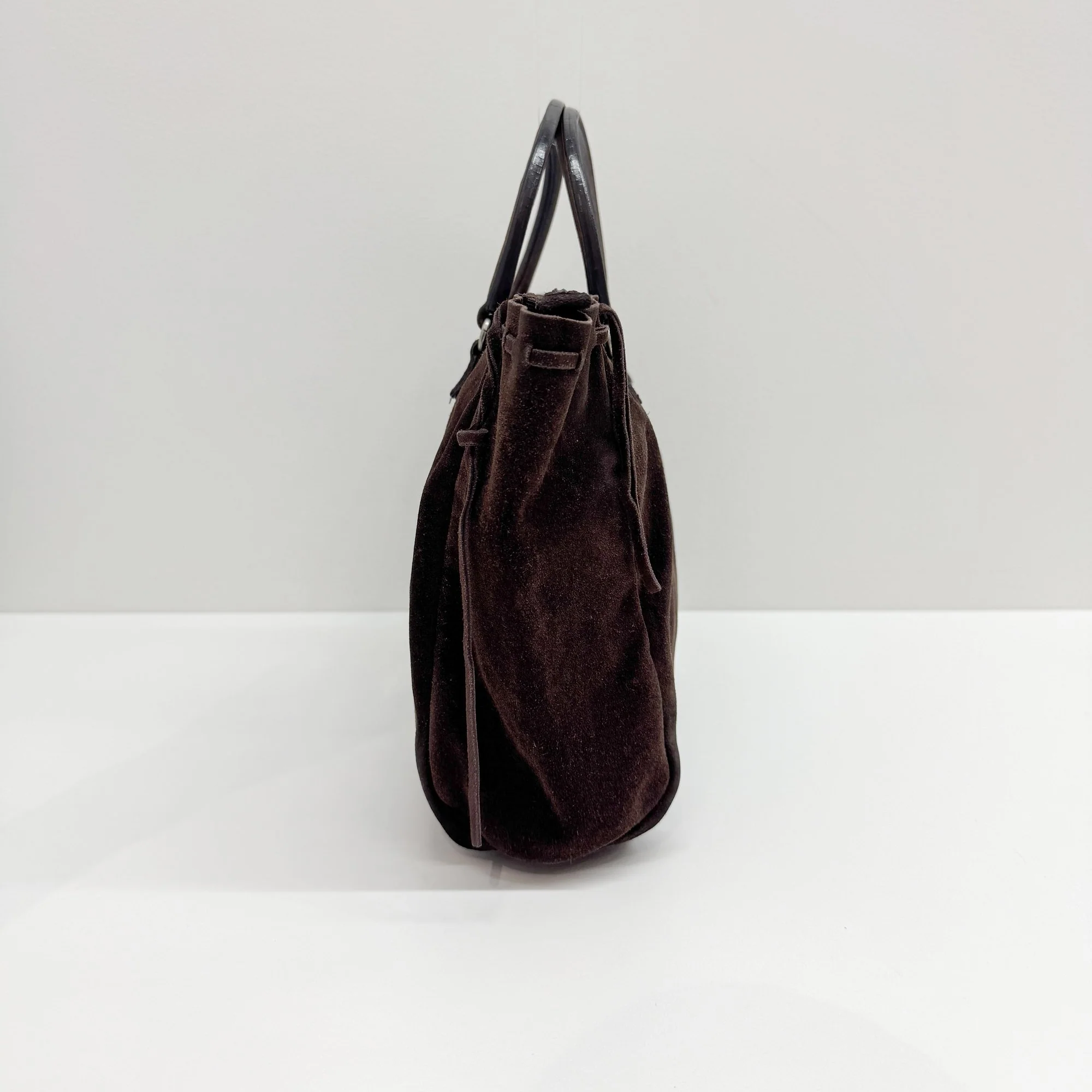 Dark Brown Suede Hand Bag - Image 5