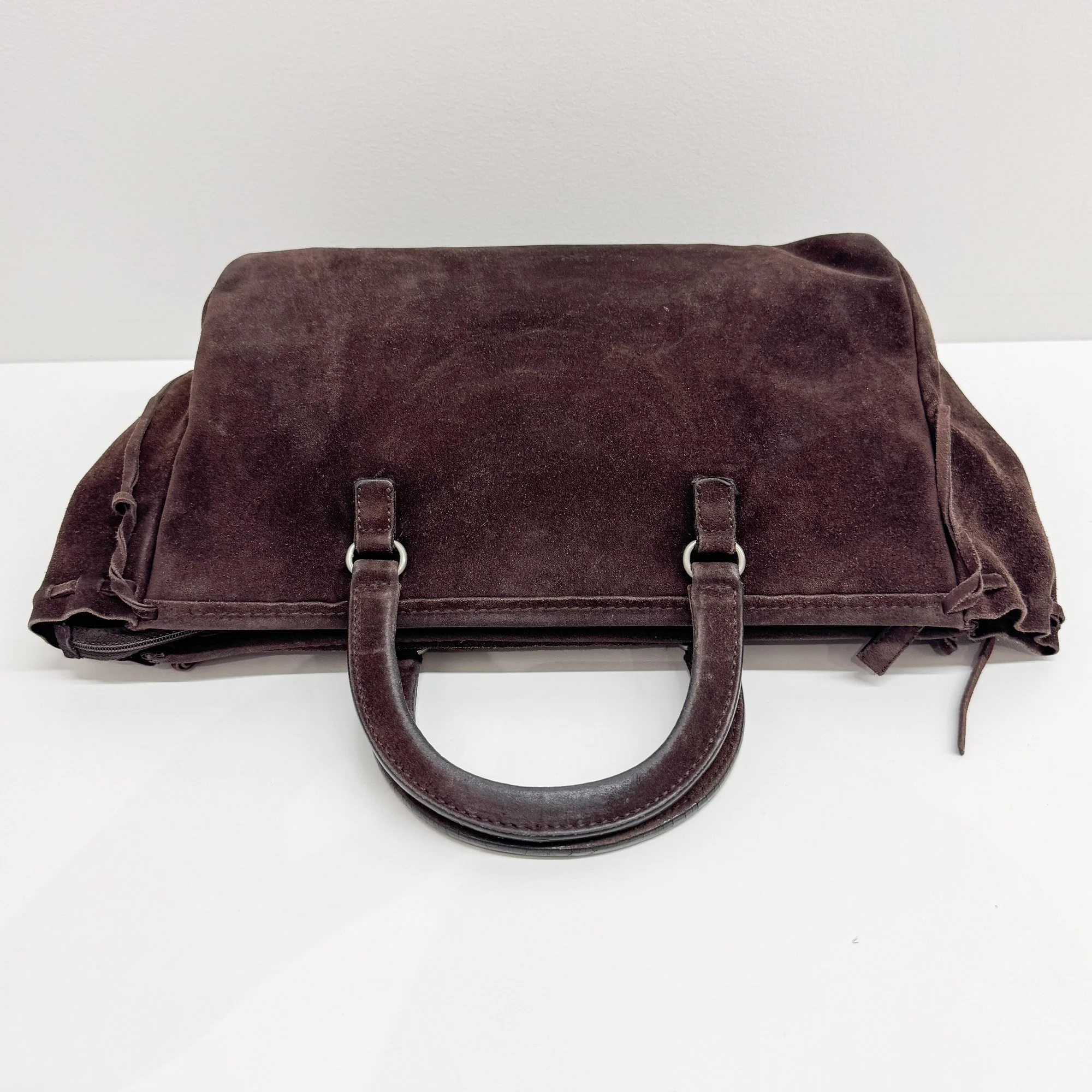 Dark Brown Suede Hand Bag - Image 6