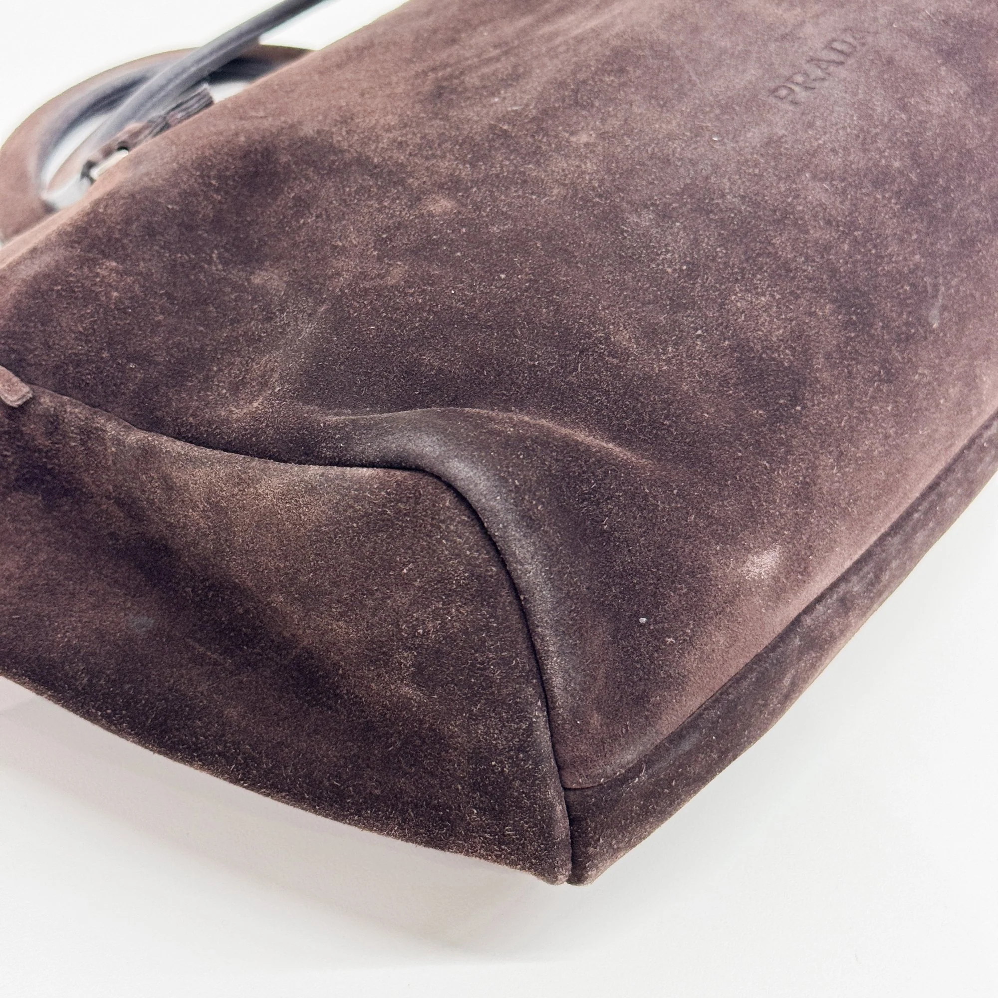 Dark Brown Suede Hand Bag - Image 9