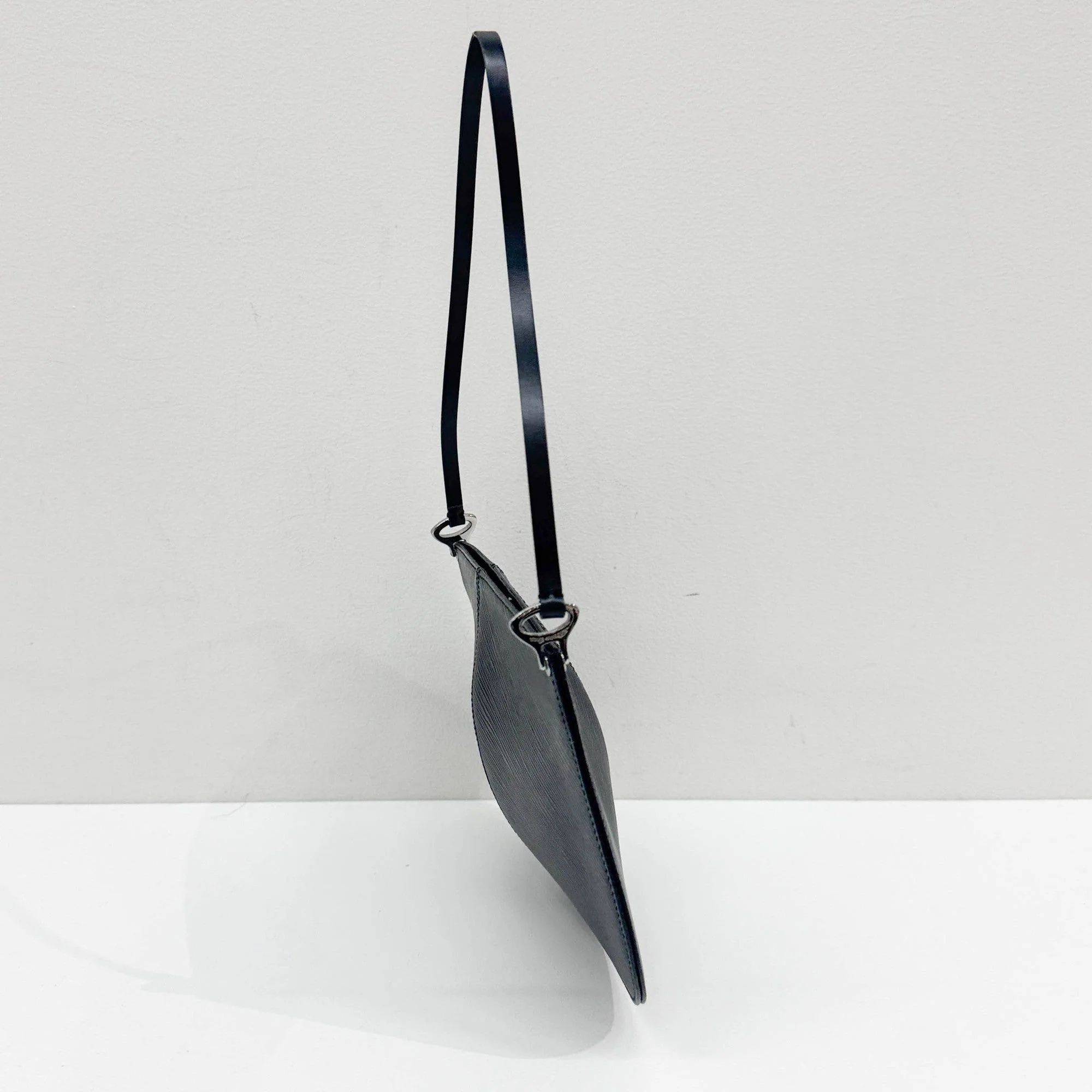 Demi Lune Black Epi Leather Shoulder Pochette - Image 5
