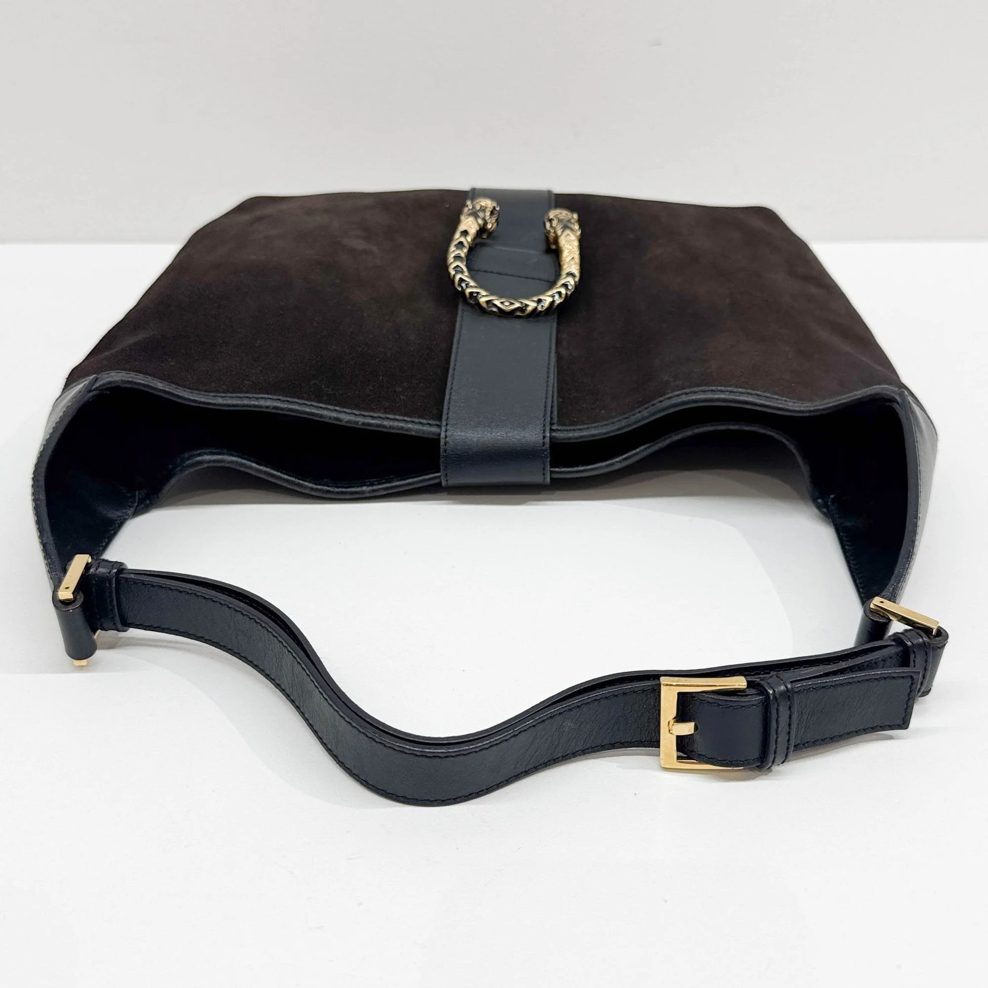 Dionysus Black Leather Trim and Brown Suede Hobo Bag - Image 6