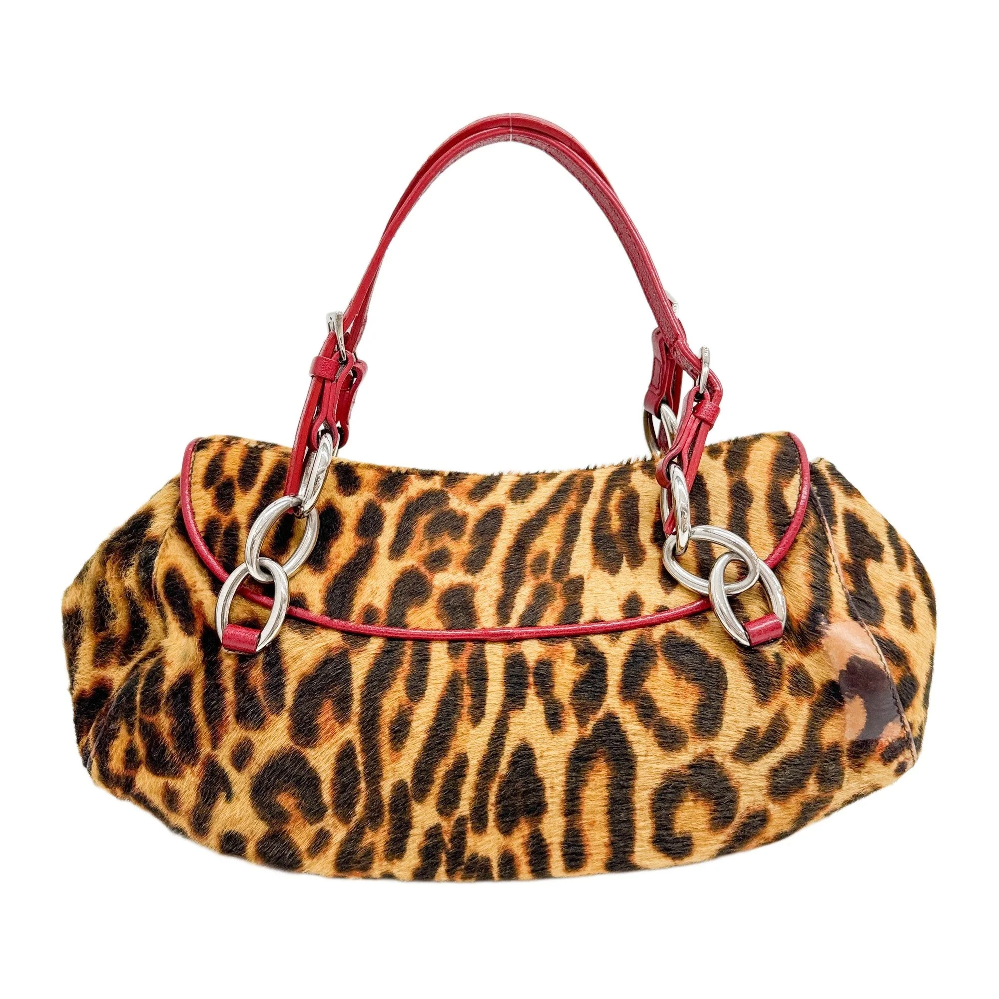 Diva Brown Leopard Print Pony Hair Shoulder Bag - Image 2