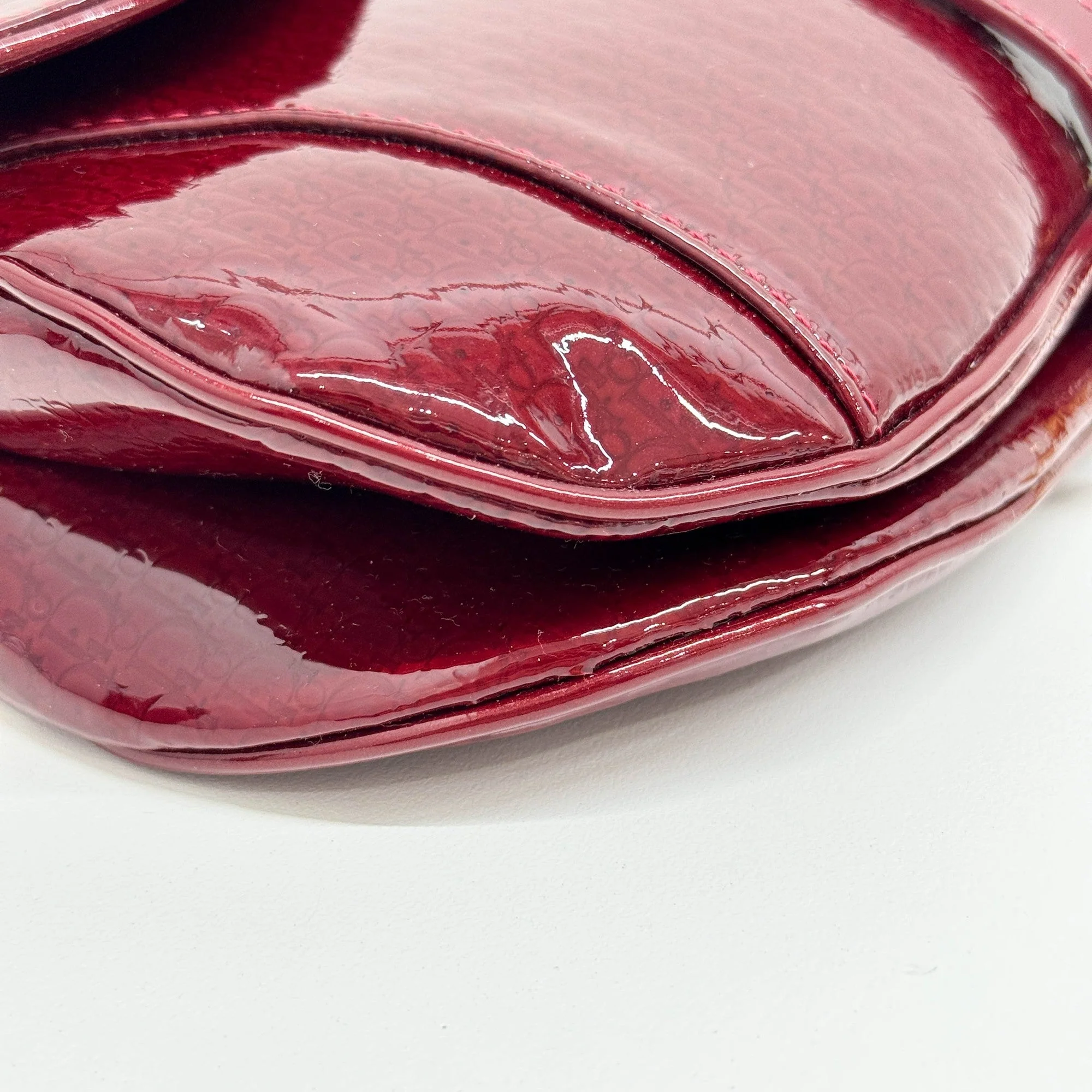 Double Saddle Red Trotter Patent Leather Shoulder Bag - Image 13
