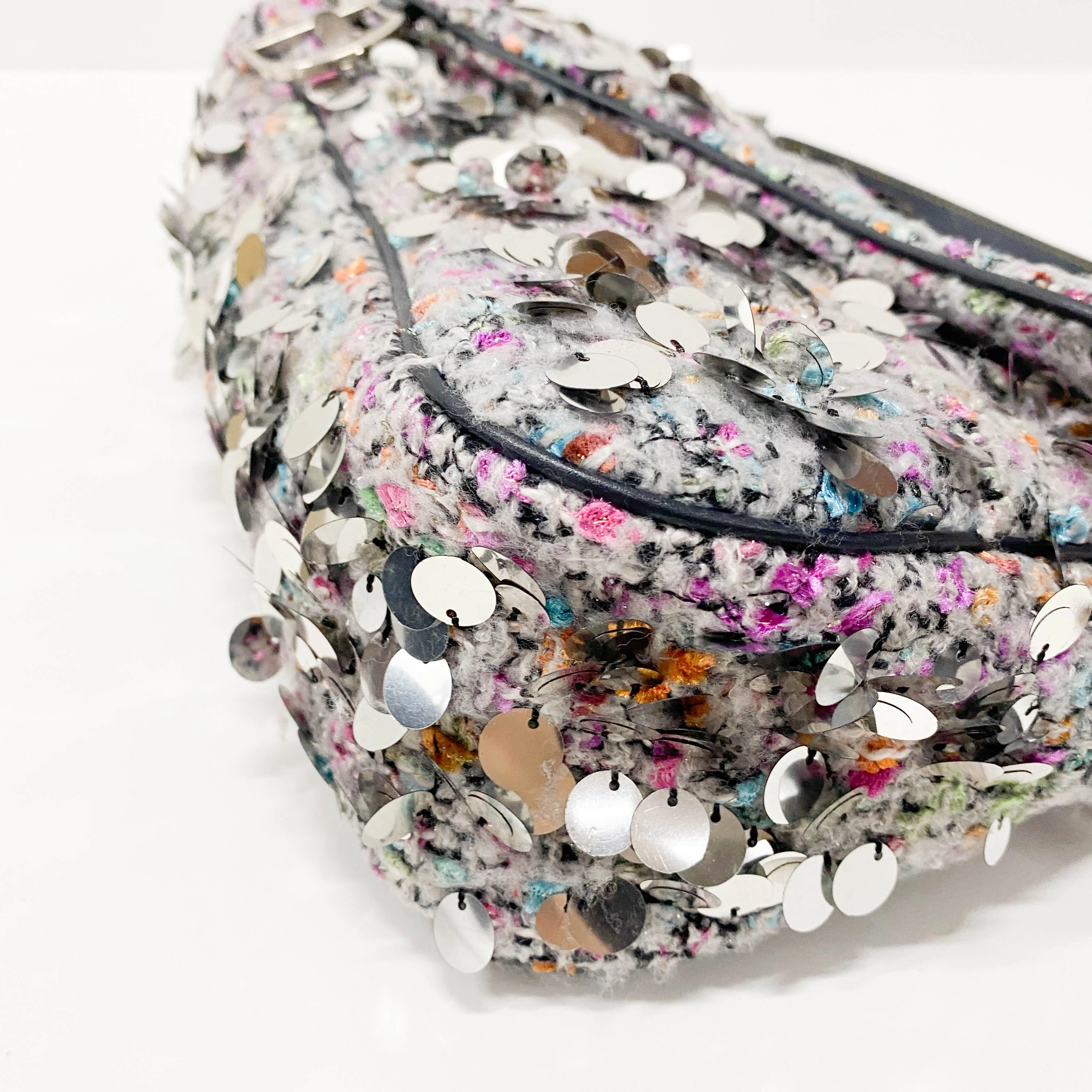 Double Saddle Wool Sequin Shoulder Bag - Image 10