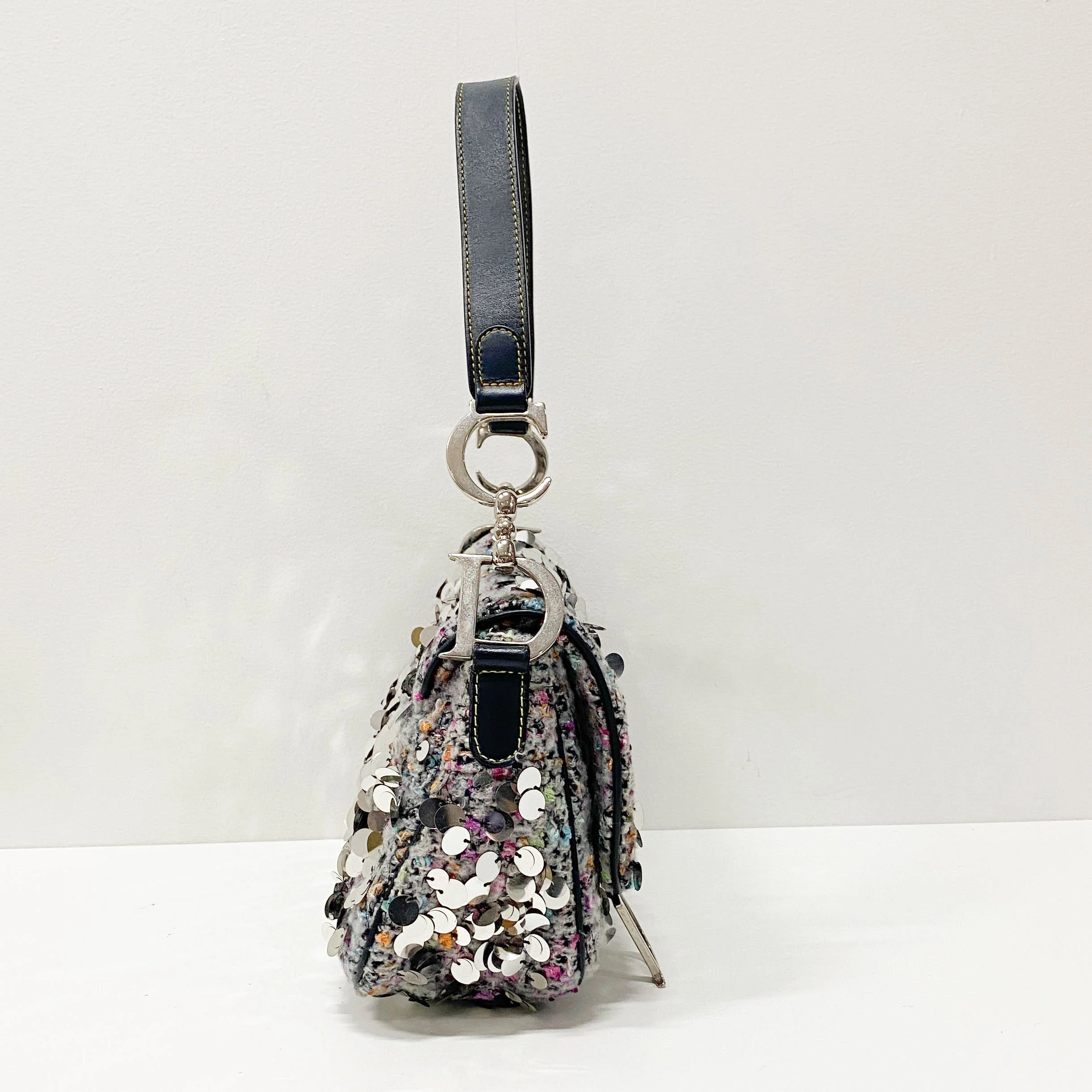 Double Saddle Wool Sequin Shoulder Bag - Image 3