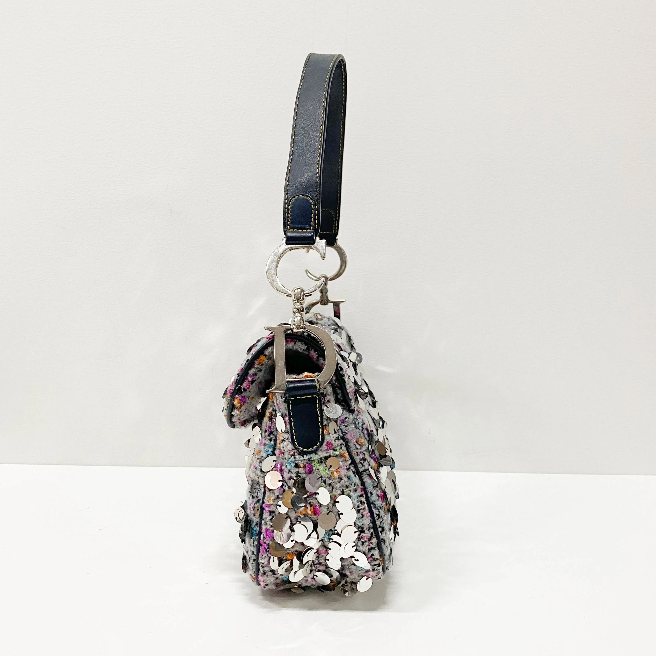 Double Saddle Wool Sequin Shoulder Bag - Image 4