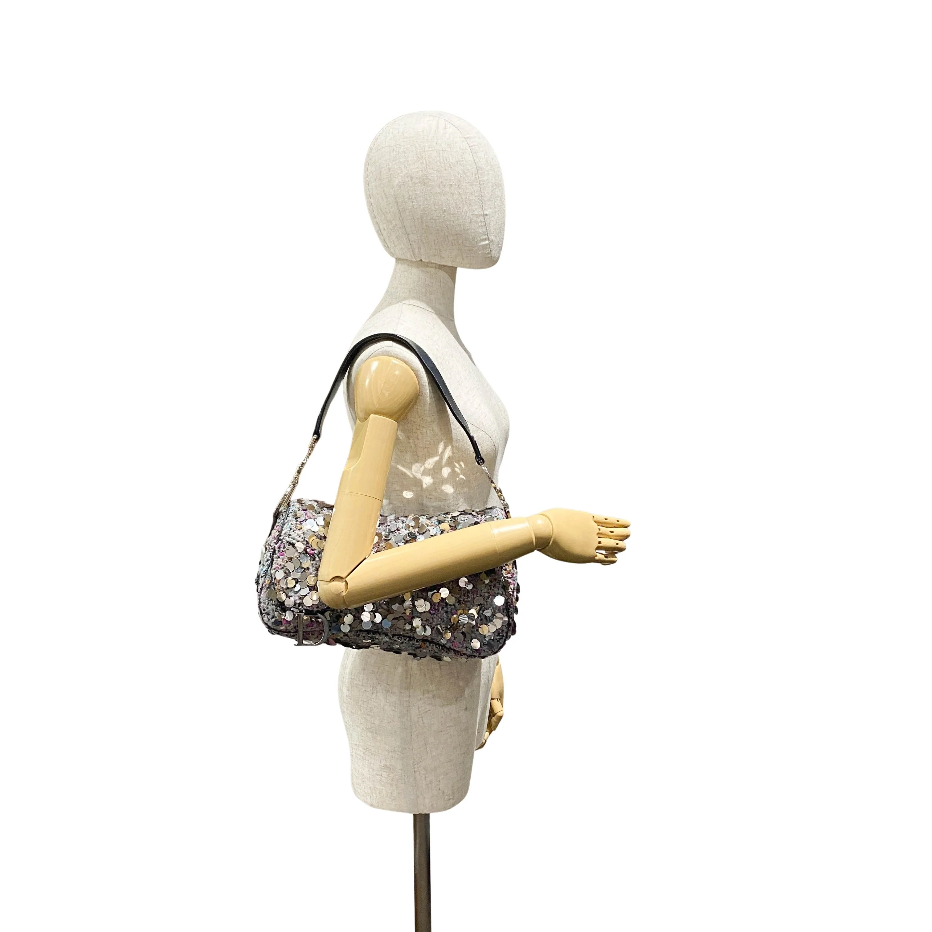 Double Saddle Wool Sequin Shoulder Bag - Image 5