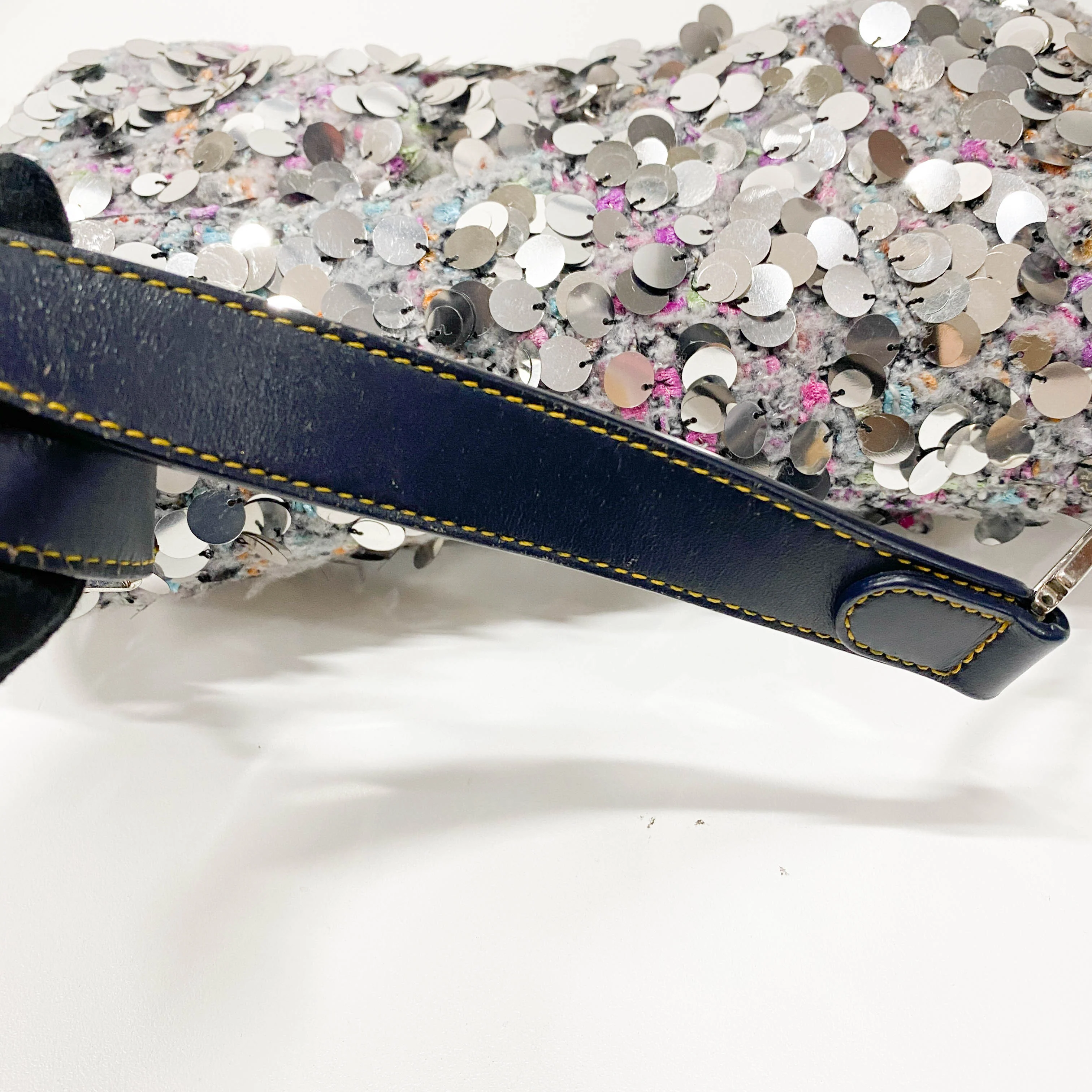 Double Saddle Wool Sequin Shoulder Bag - Image 8