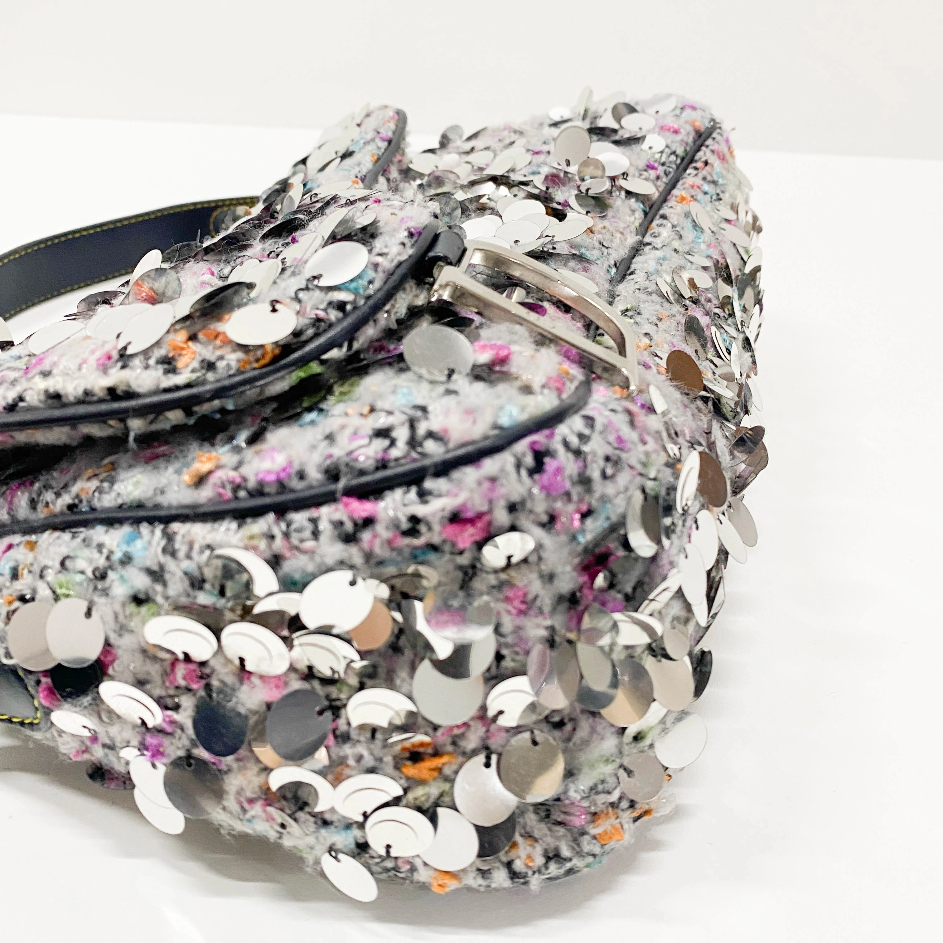 Double Saddle Wool Sequin Shoulder Bag - Image 9