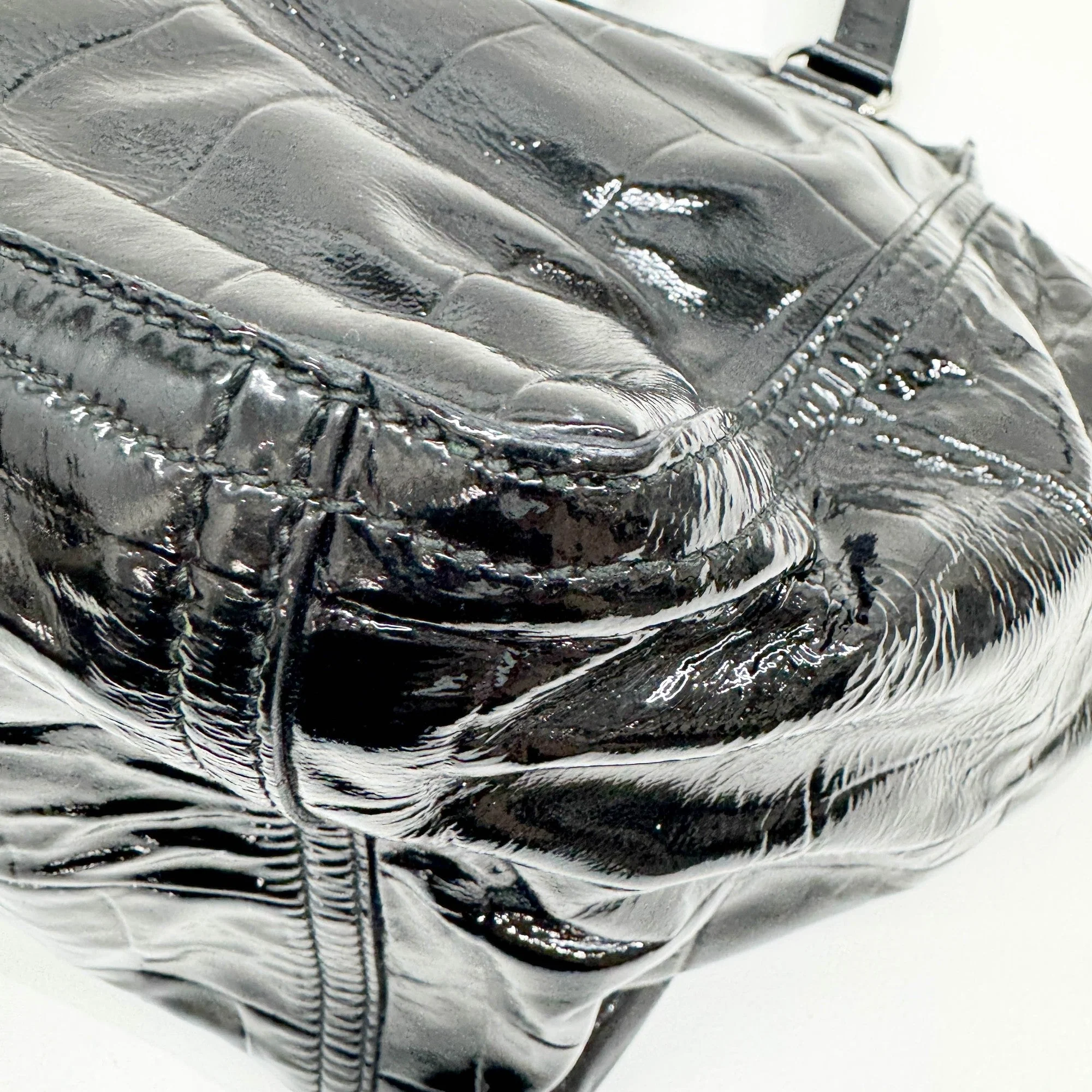 Downtown Crocodile Embossed Leather Shoulder Bag - Image 12
