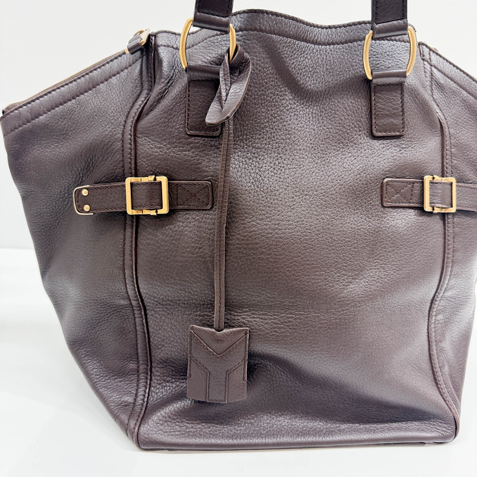 Downtown Dark Brown Leather Tote Bag - Image 13