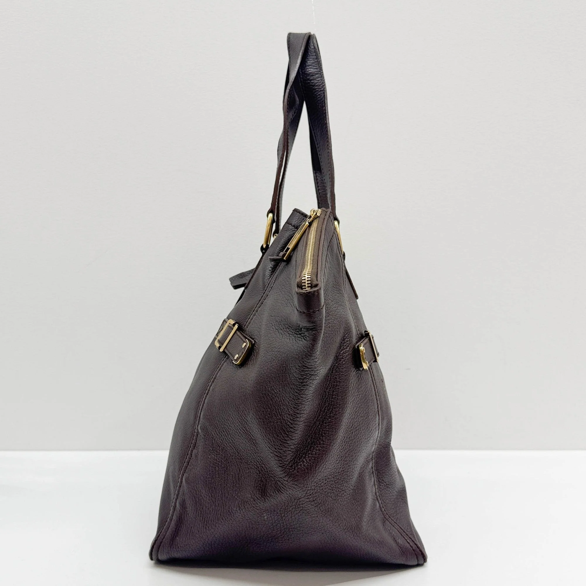 Downtown Dark Brown Leather Tote Bag - Image 5