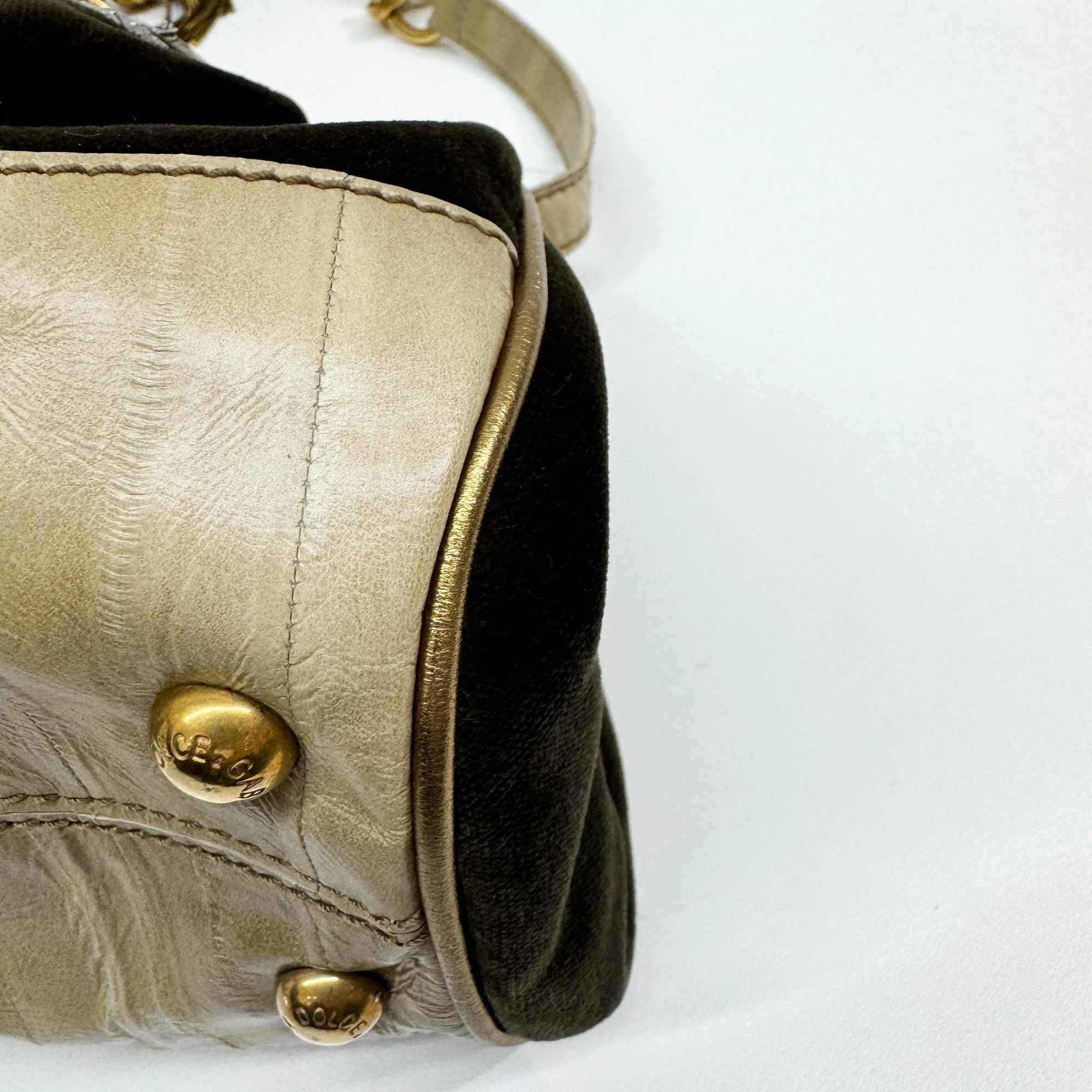 Embroidery Olive Green Velvet Shoulder Bag - Image 11