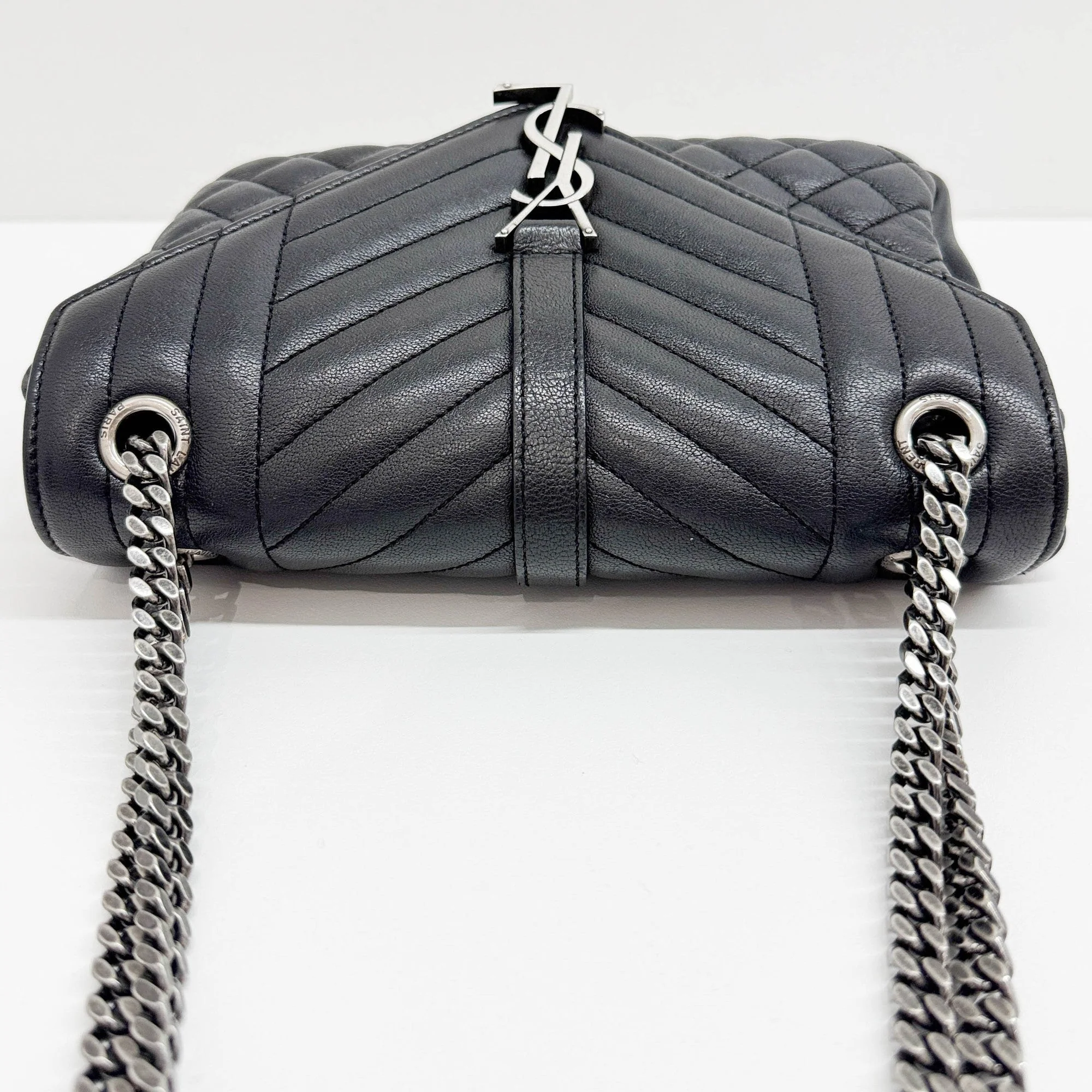 Envelope Matelasse & Chevron Black Shoulder Bag - Image 6