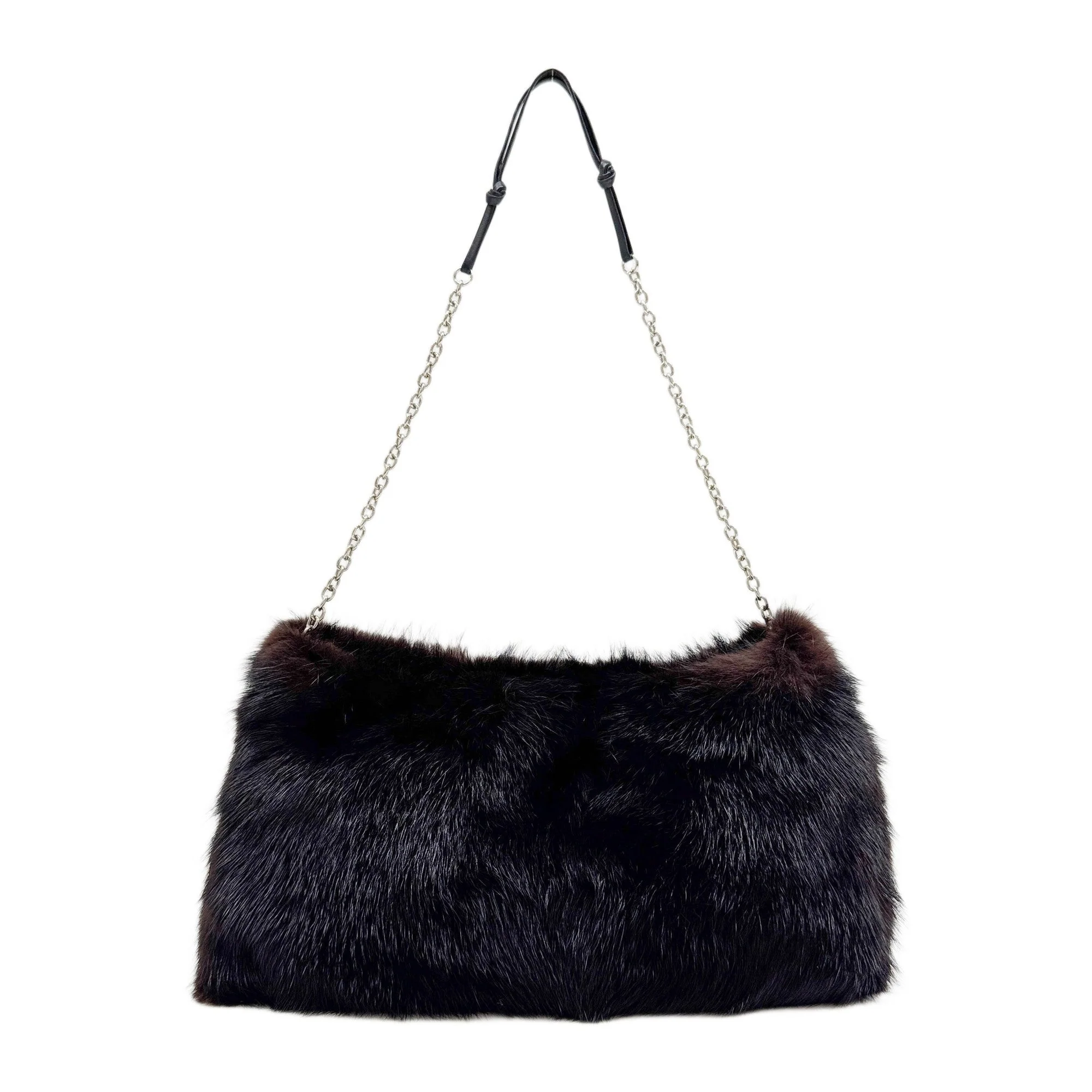 Espresso Brown Fur Shoulder Bag - Image 2