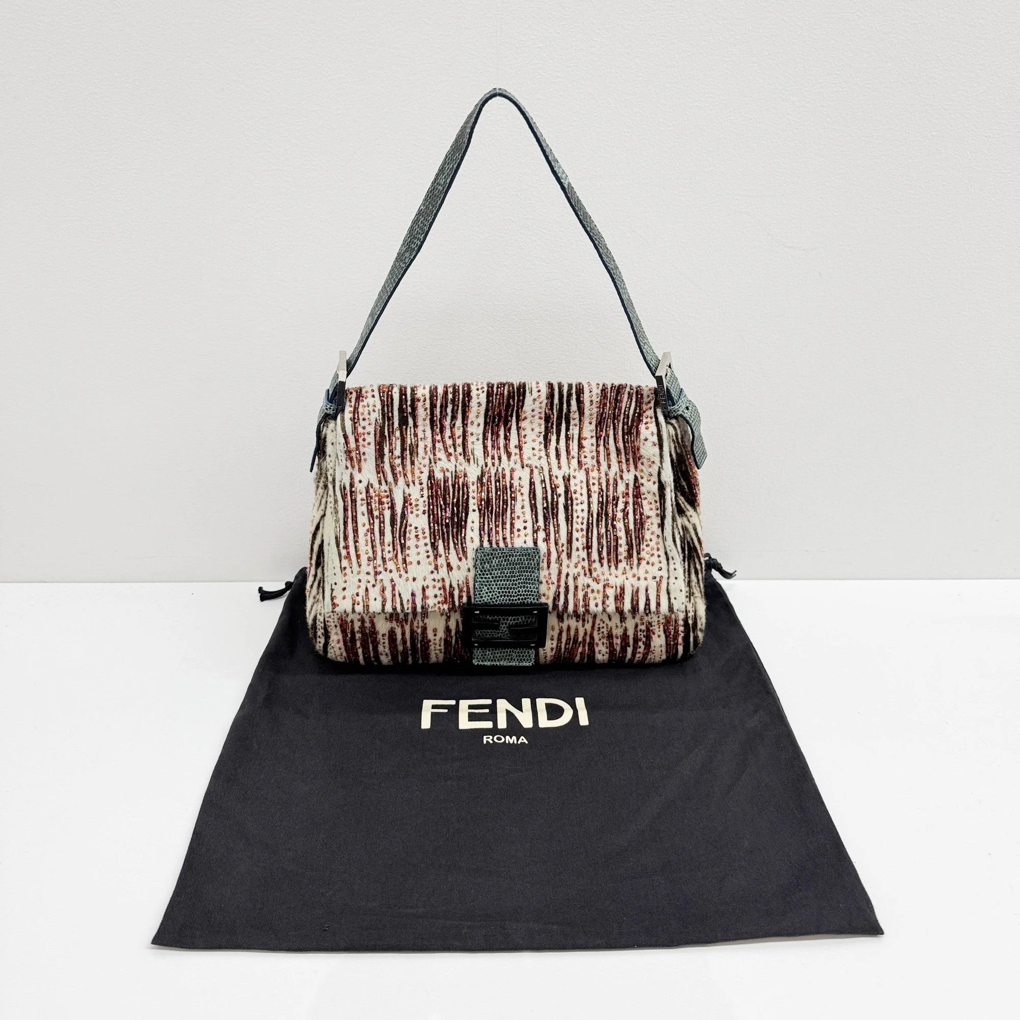 FENDI Mamma Baguette Pony Hair with Beads - Image 4