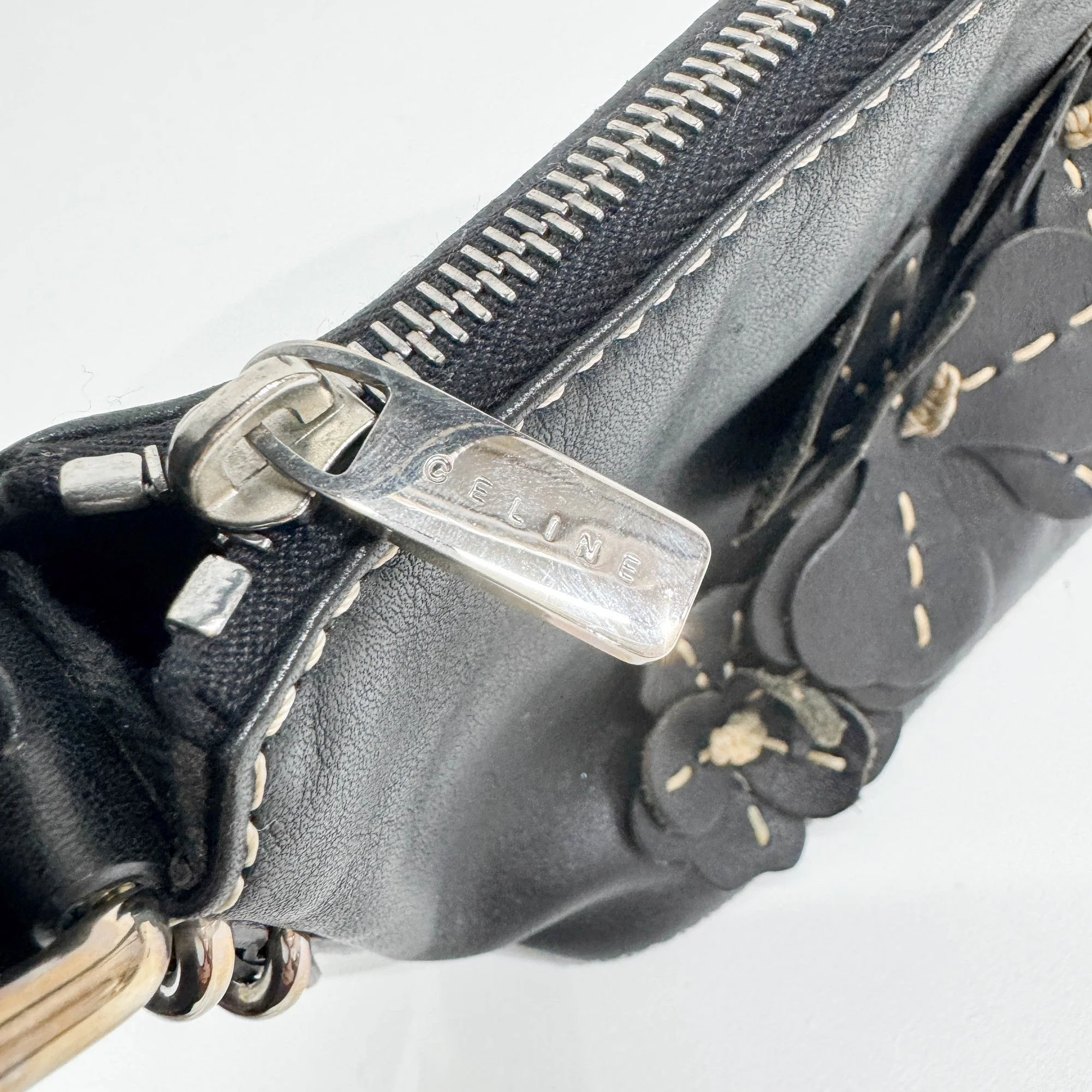 Floral Black Leather Shoulder Bag - Image 15