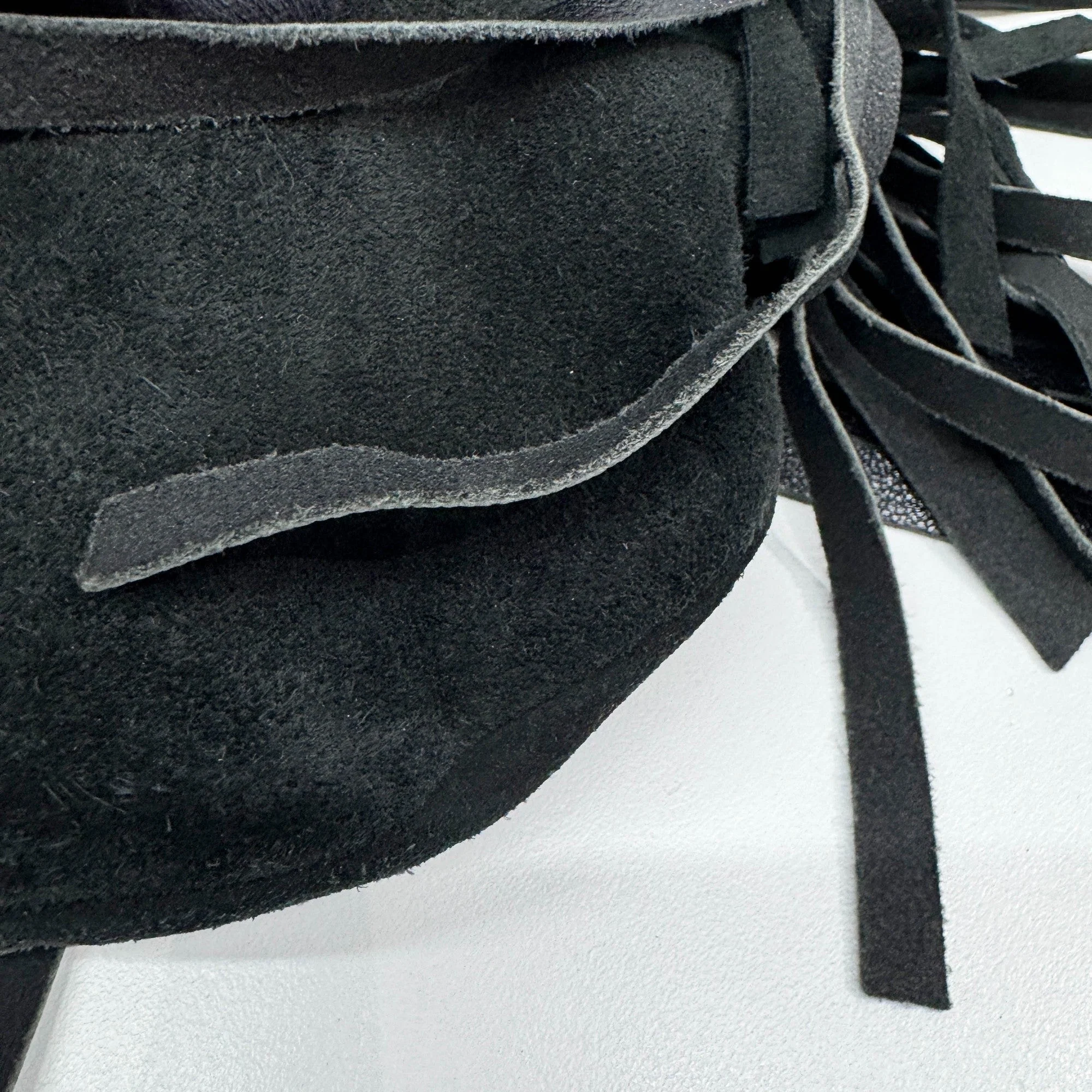 Fringe Black Suede Shoulder Bag - Image 11