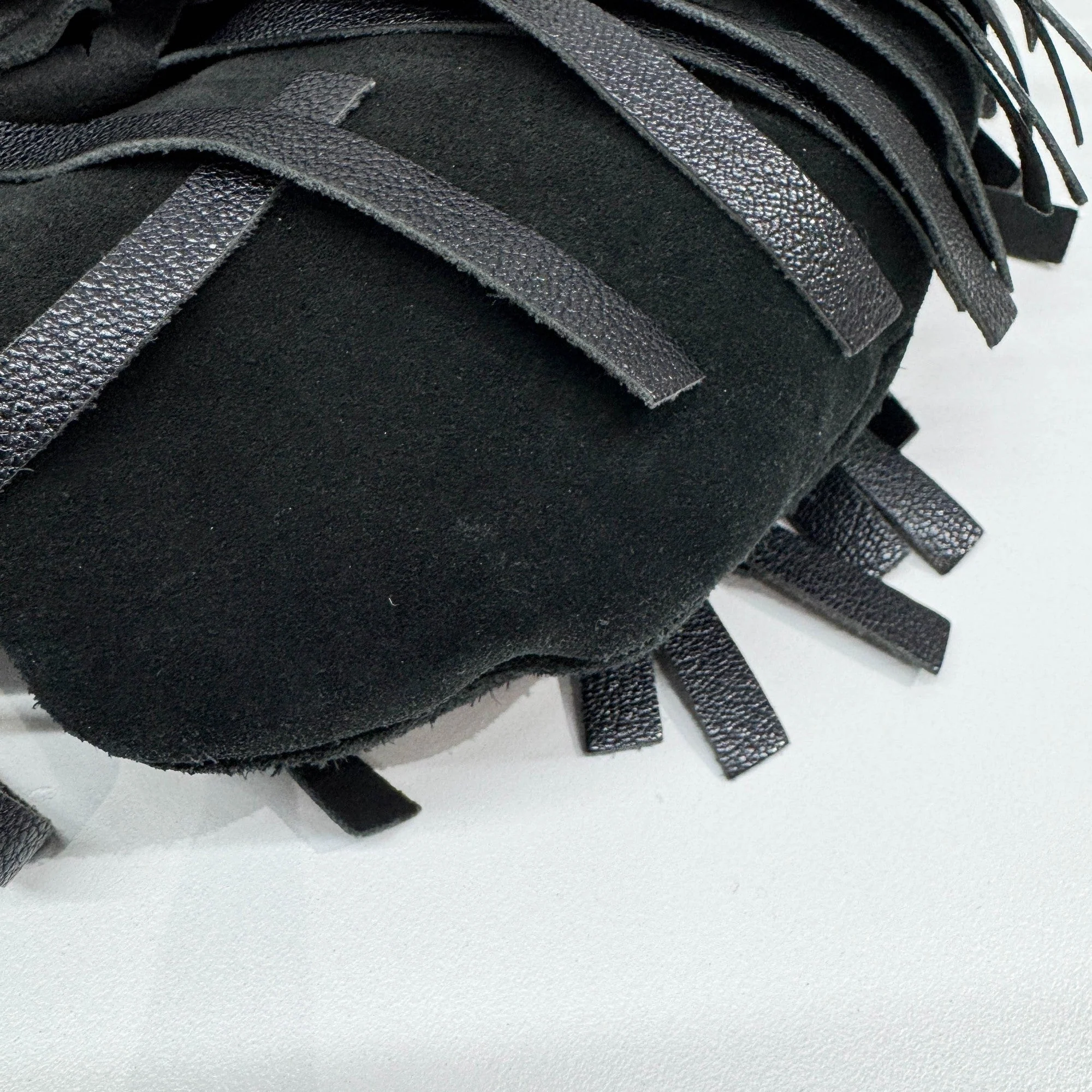 Fringe Black Suede Shoulder Bag - Image 12