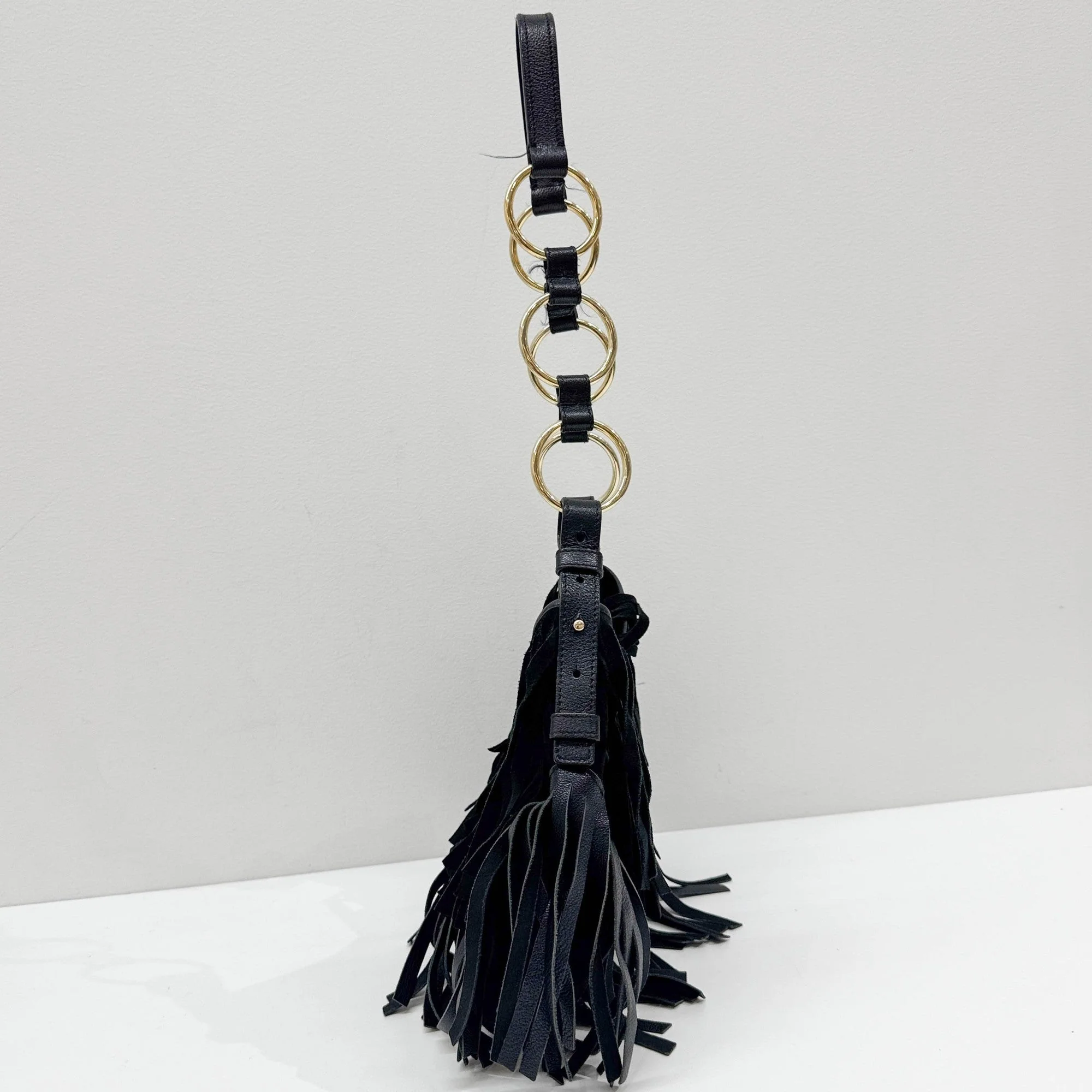 Fringe Black Suede Shoulder Bag - Image 5