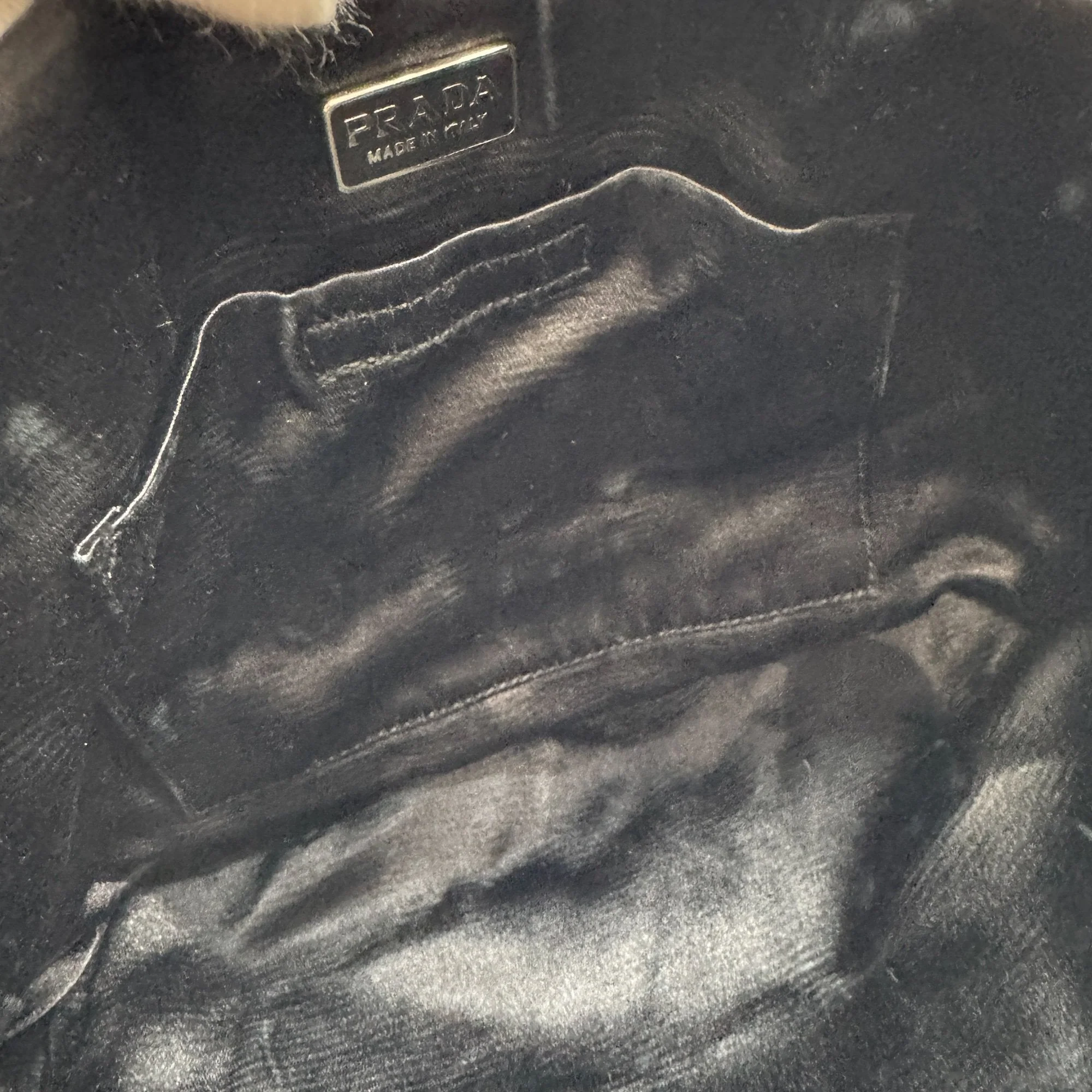 Fur Trim Black Satin Handbag - Image 17