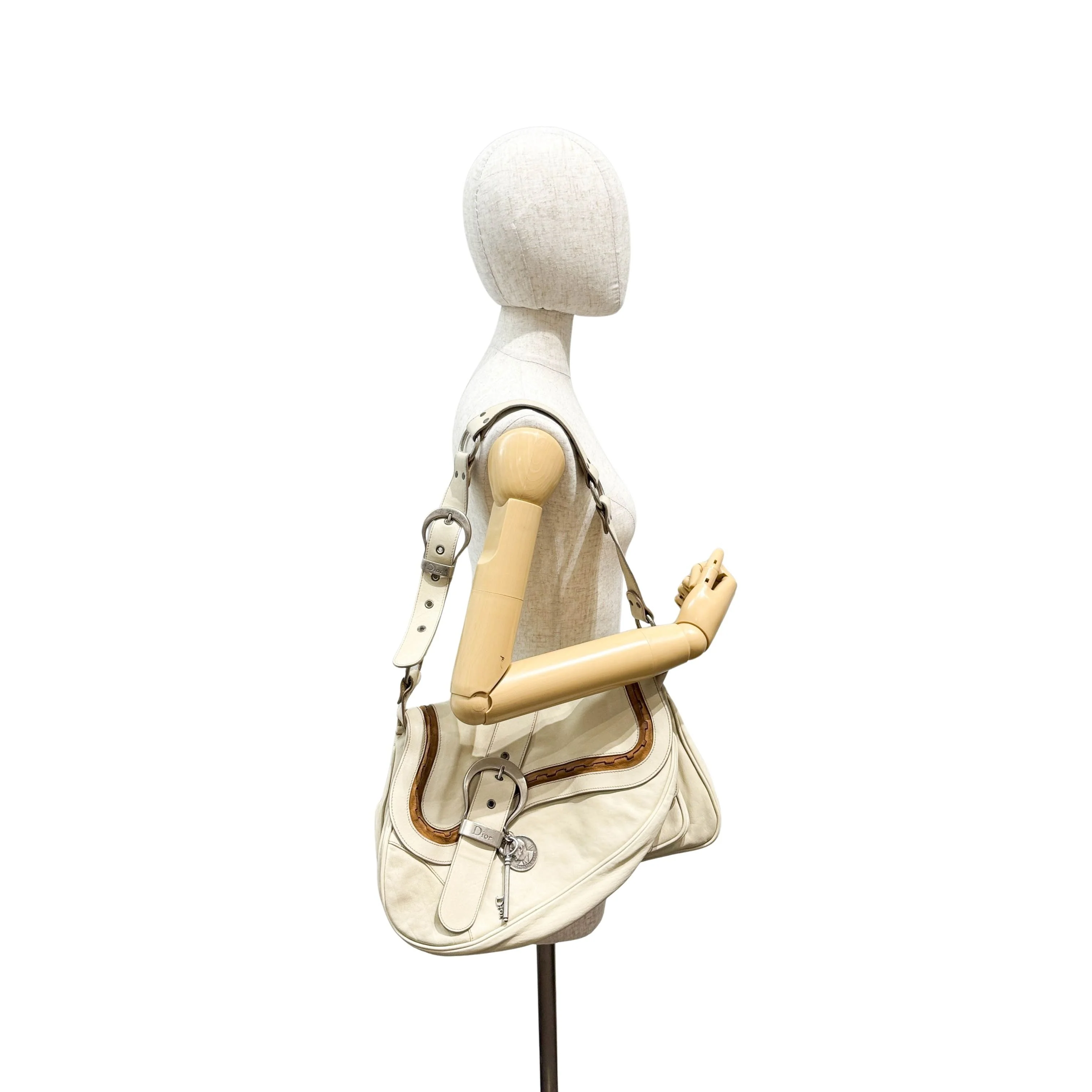 Gaucho Cream Beige Leather Shoulder Bag - Image 15