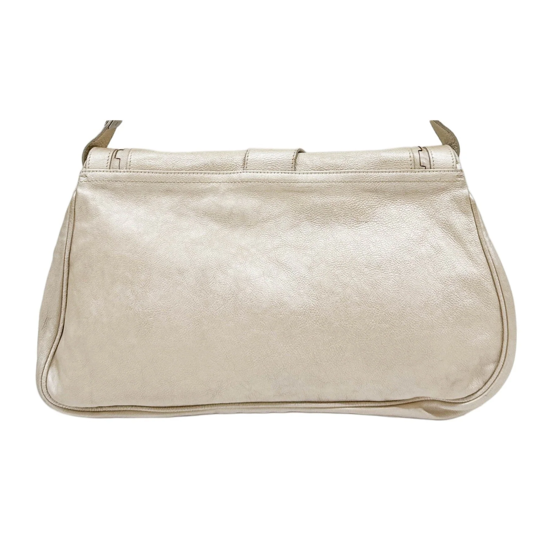Gaucho Oyster Strap Champagne Leather Shoulder Bag - Image 2
