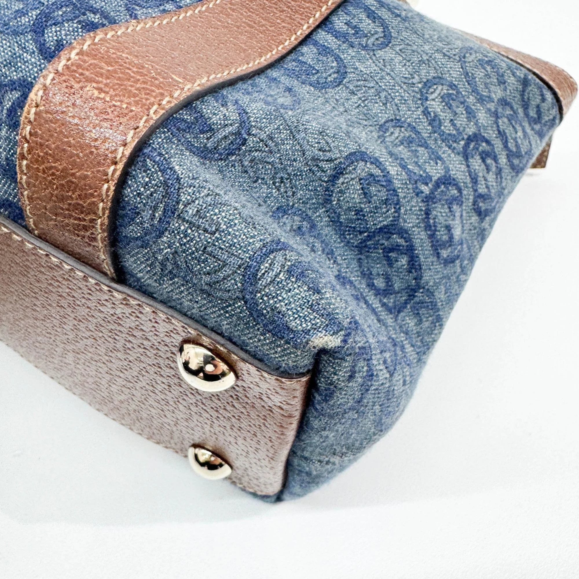 GG Blue Denim Shoulder Bag - Image 10