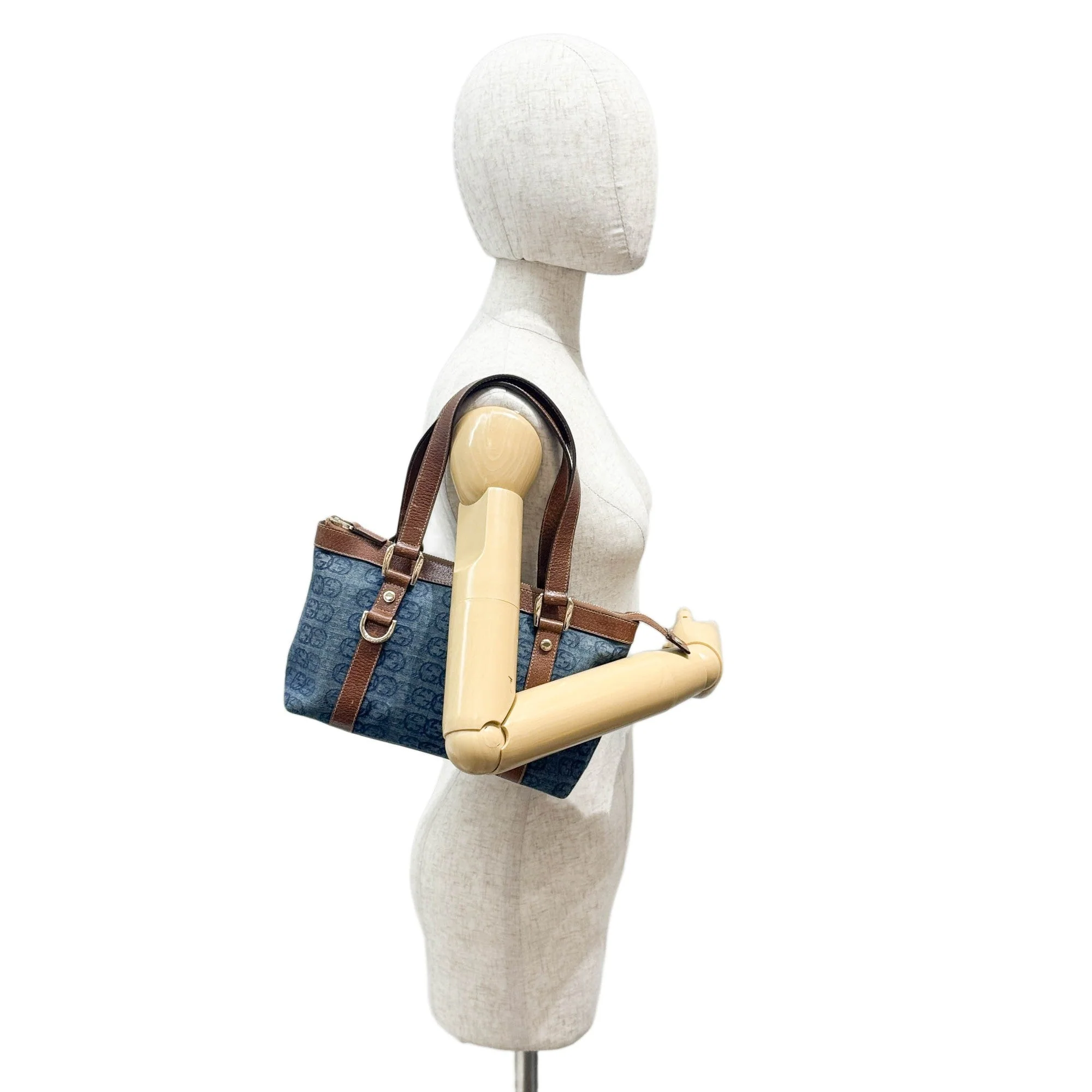 GG Blue Denim Shoulder Bag - Image 3