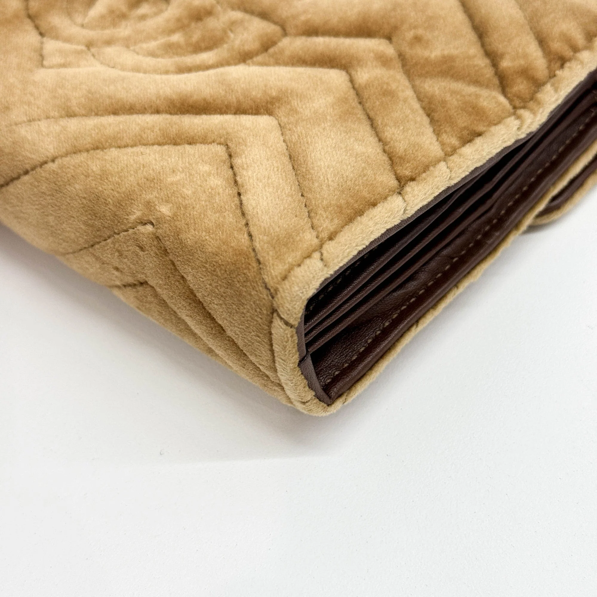 GG Marmont Chevron Brown Velvet Shoulder Wallet Bag - Image 10