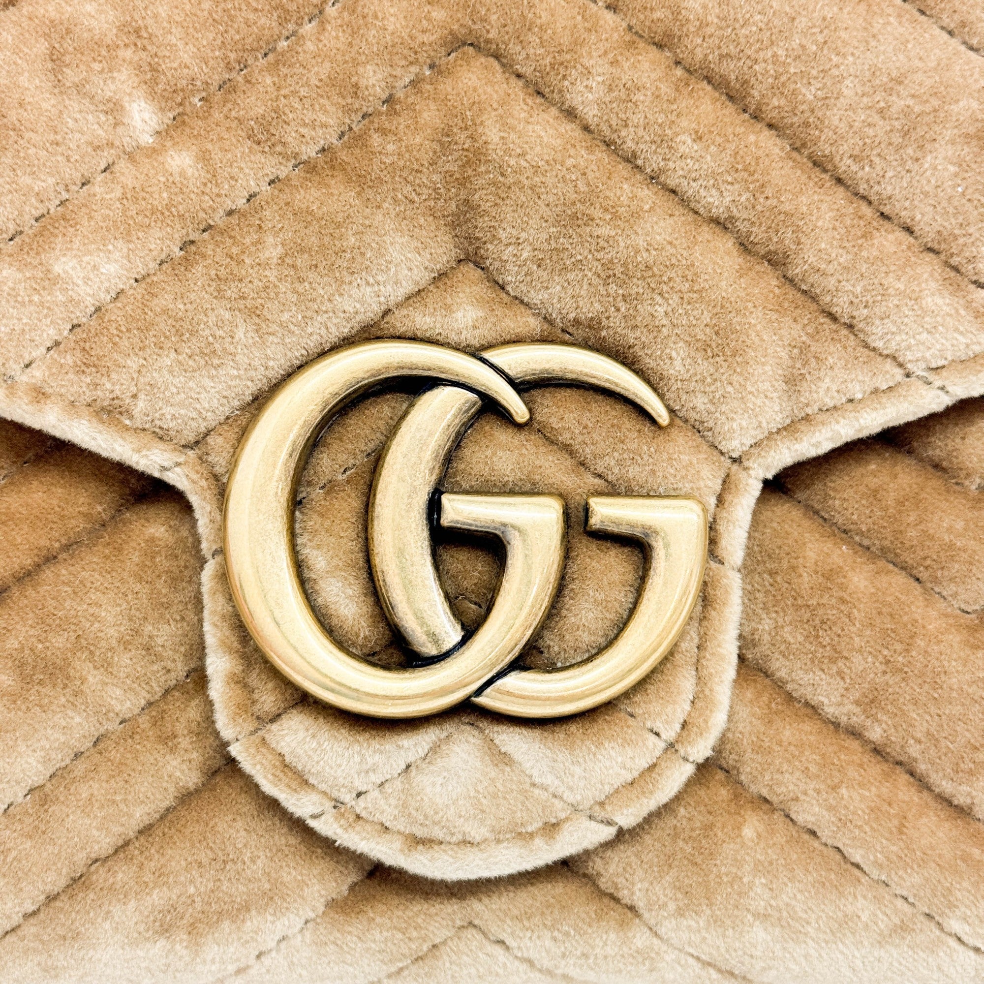 GG Marmont Chevron Brown Velvet Shoulder Wallet Bag - Image 12