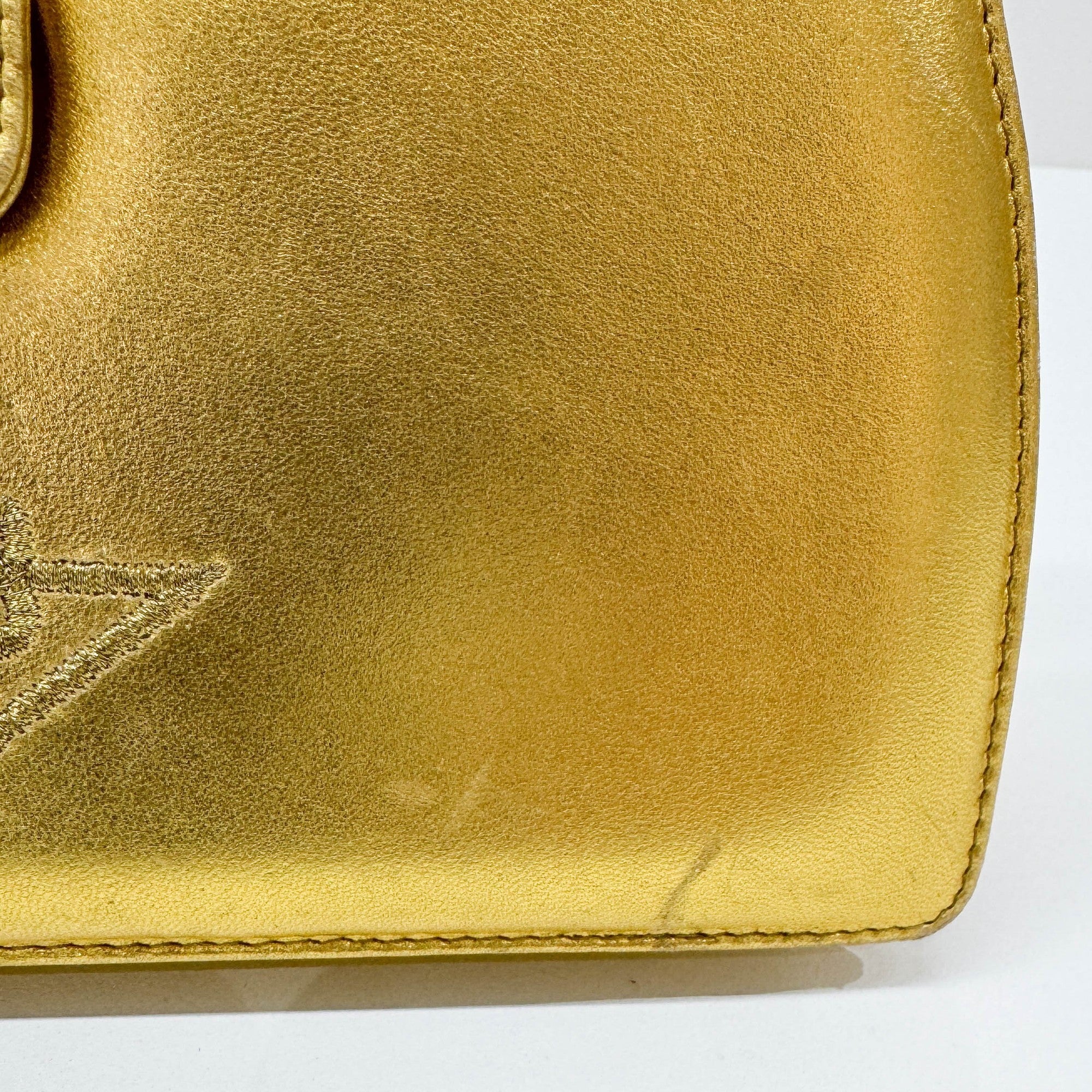 Gold Leather Hand Bag - Image 14