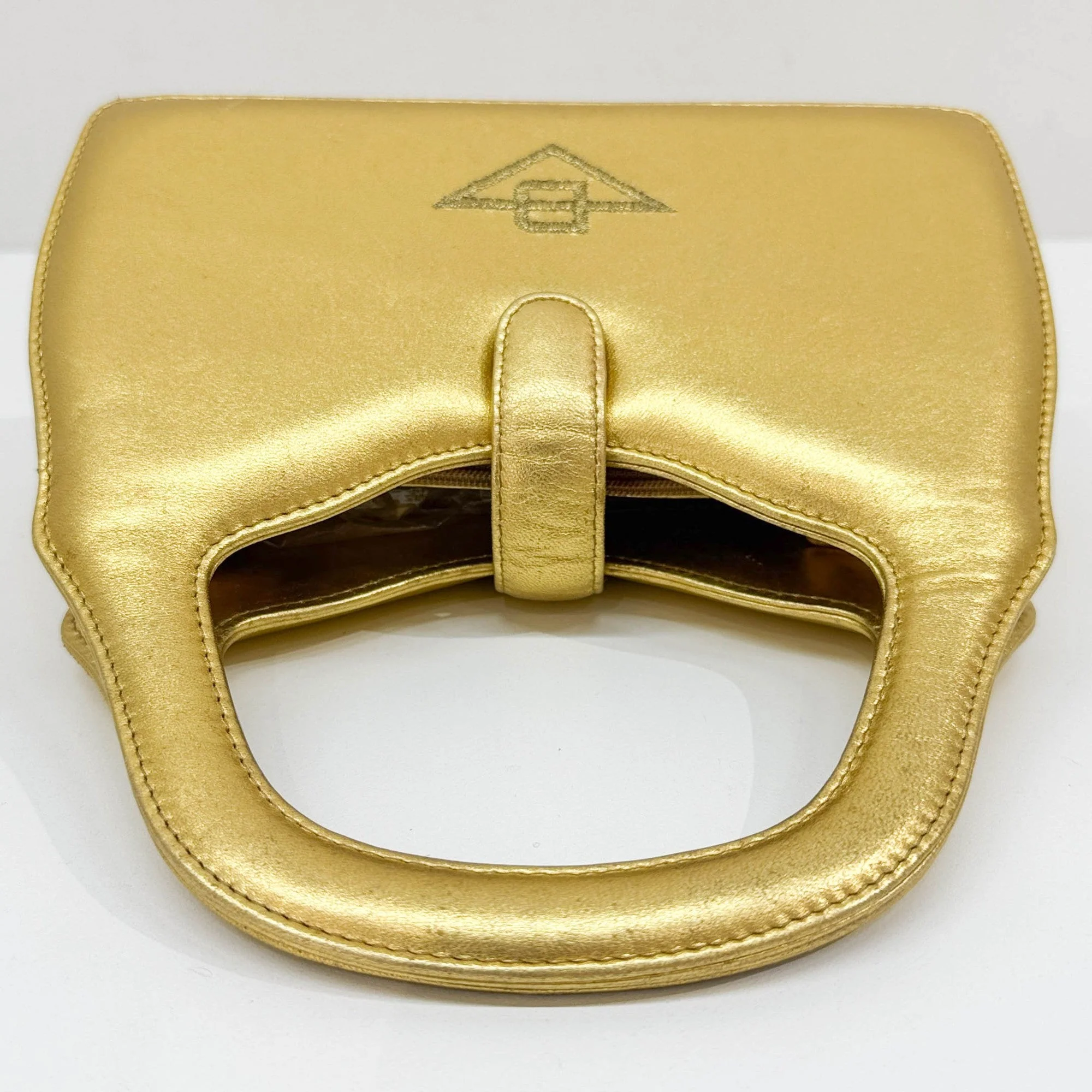 Gold Leather Hand Bag - Image 6