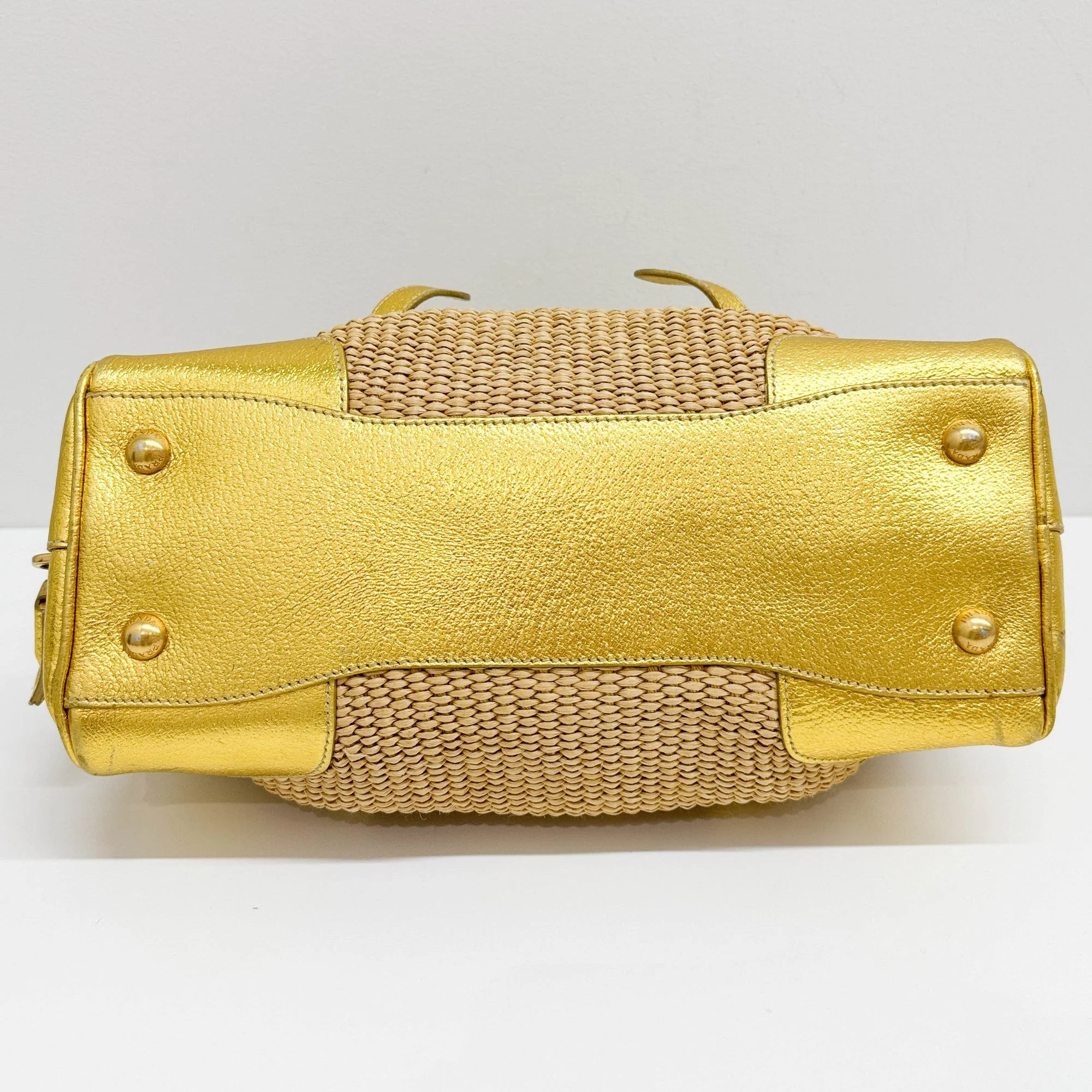 Gold Raffia Chain Shoulder Bag - Image 7