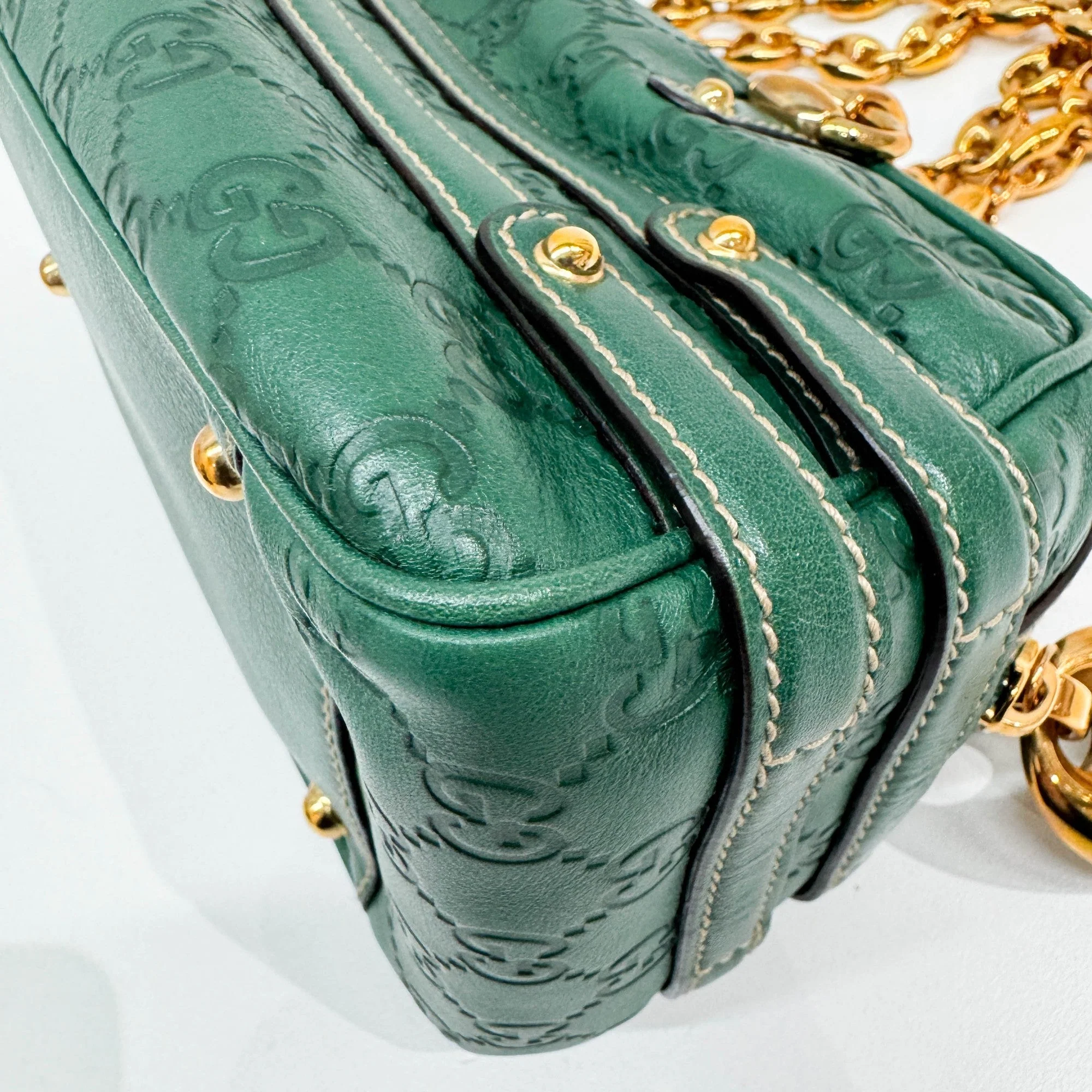 Green Guccissima Canvas Shoulder Bag - Image 10