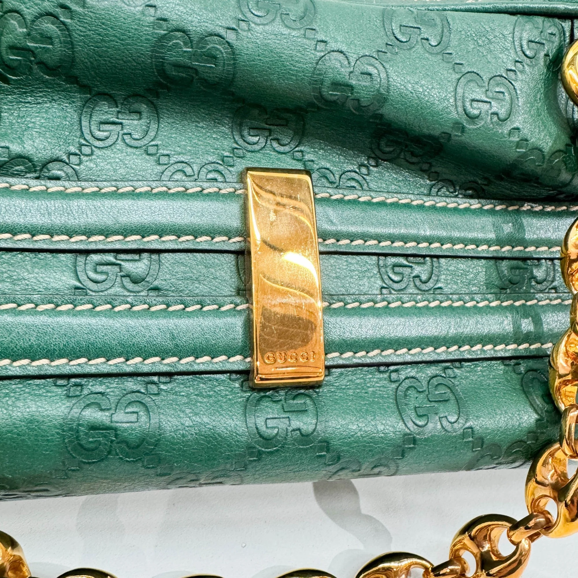 Green Guccissima Canvas Shoulder Bag - Image 14