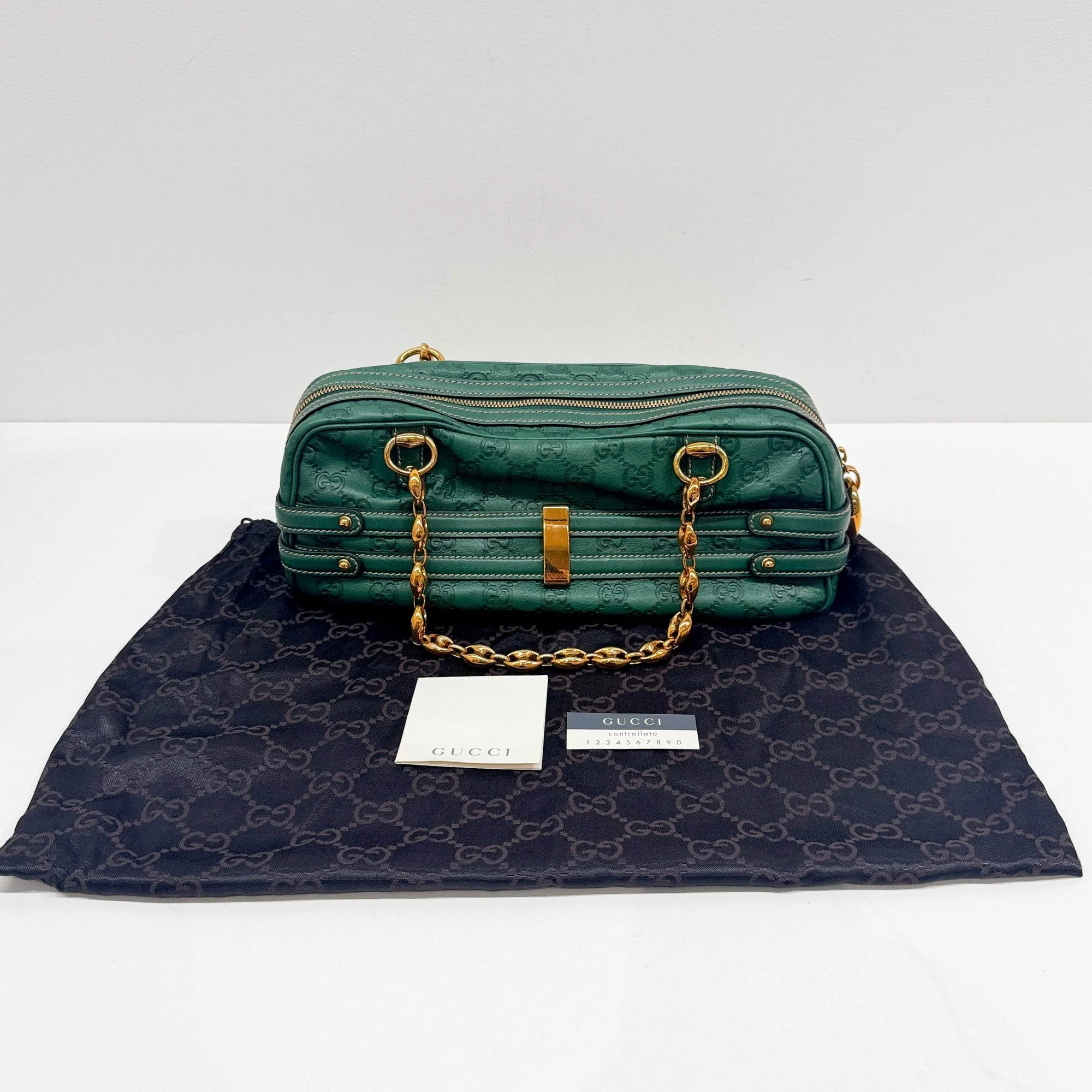 Green Guccissima Canvas Shoulder Bag - Image 4