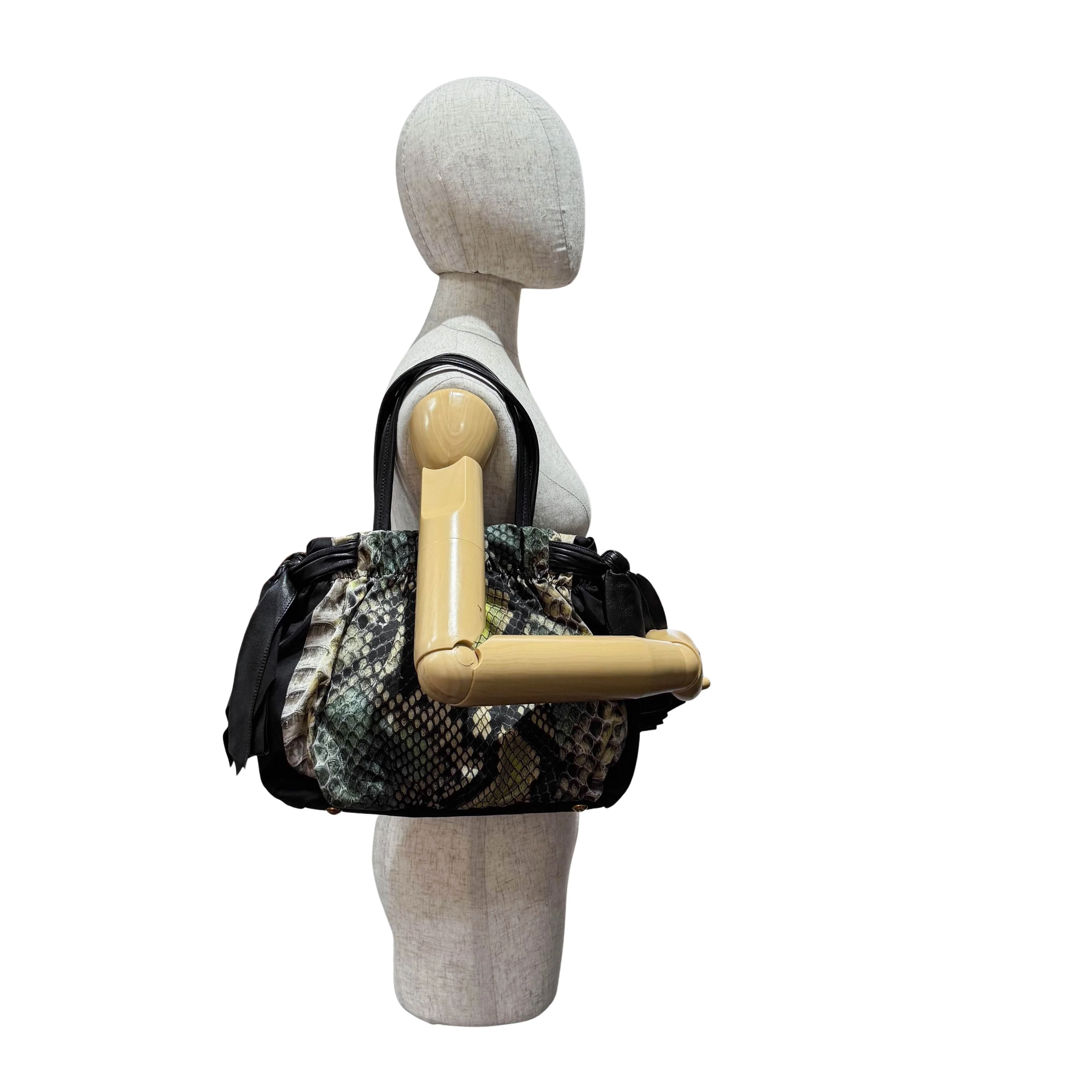Green Snakeprint Nylon Shoulder Bag - Image 3