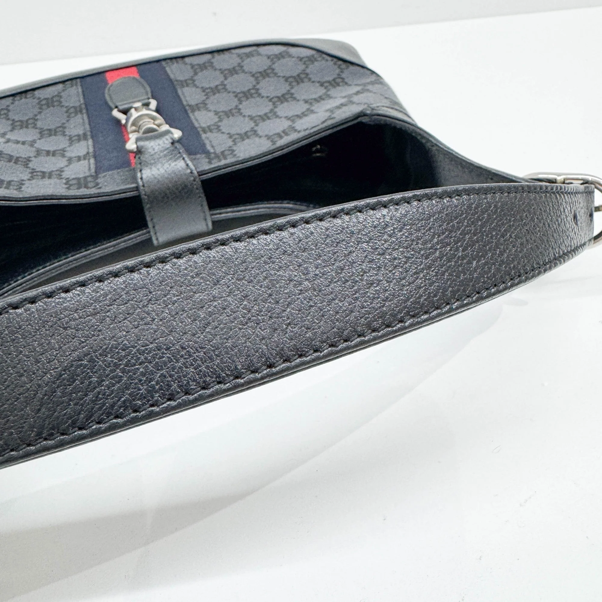 Gucci x Balenciaga Jackie 1961 Ophidia Black BB Canvas Shoulder Bag - Image 9