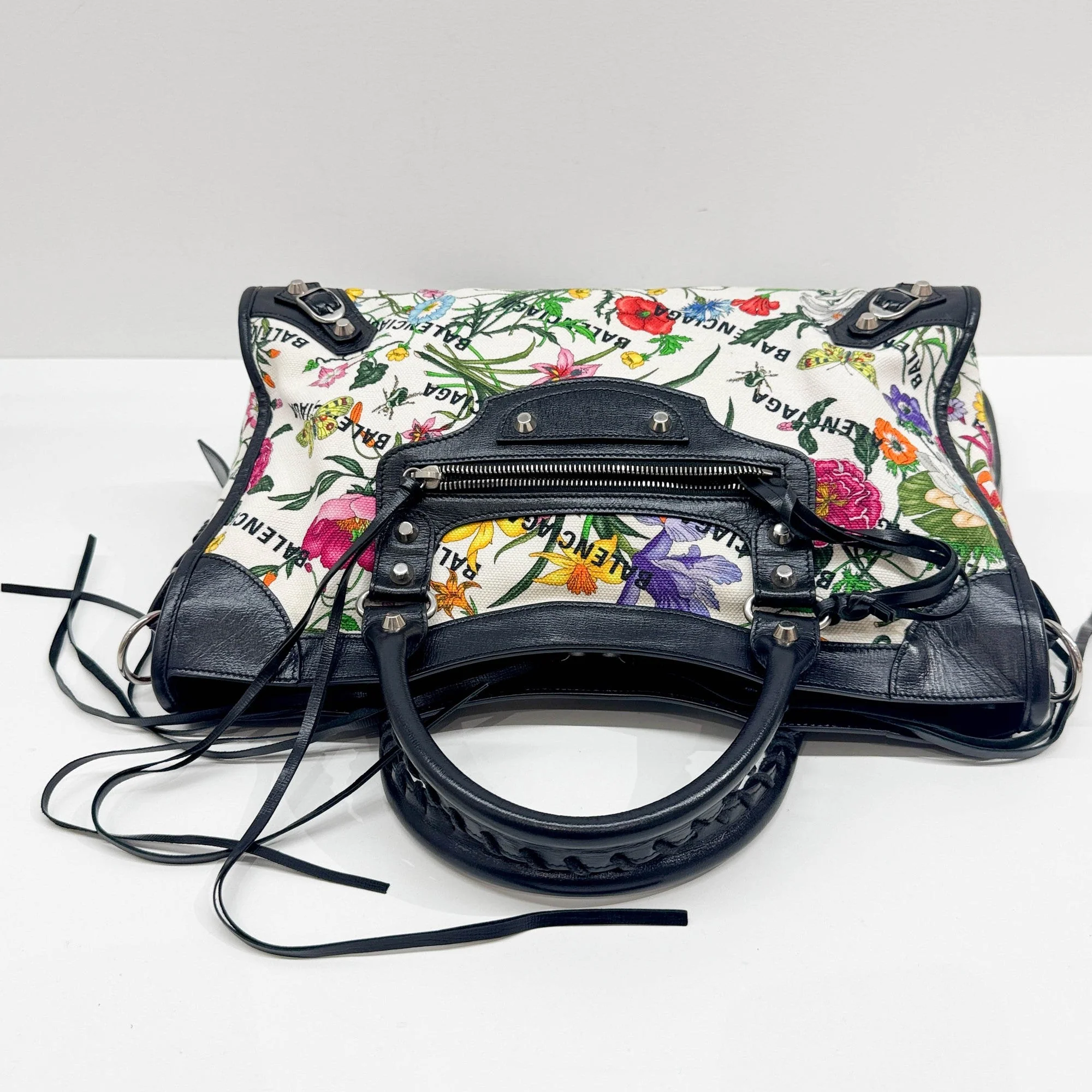 Gucci x Balenciaga The Hacker Project Flower Canvas Handle Bag - Image 6