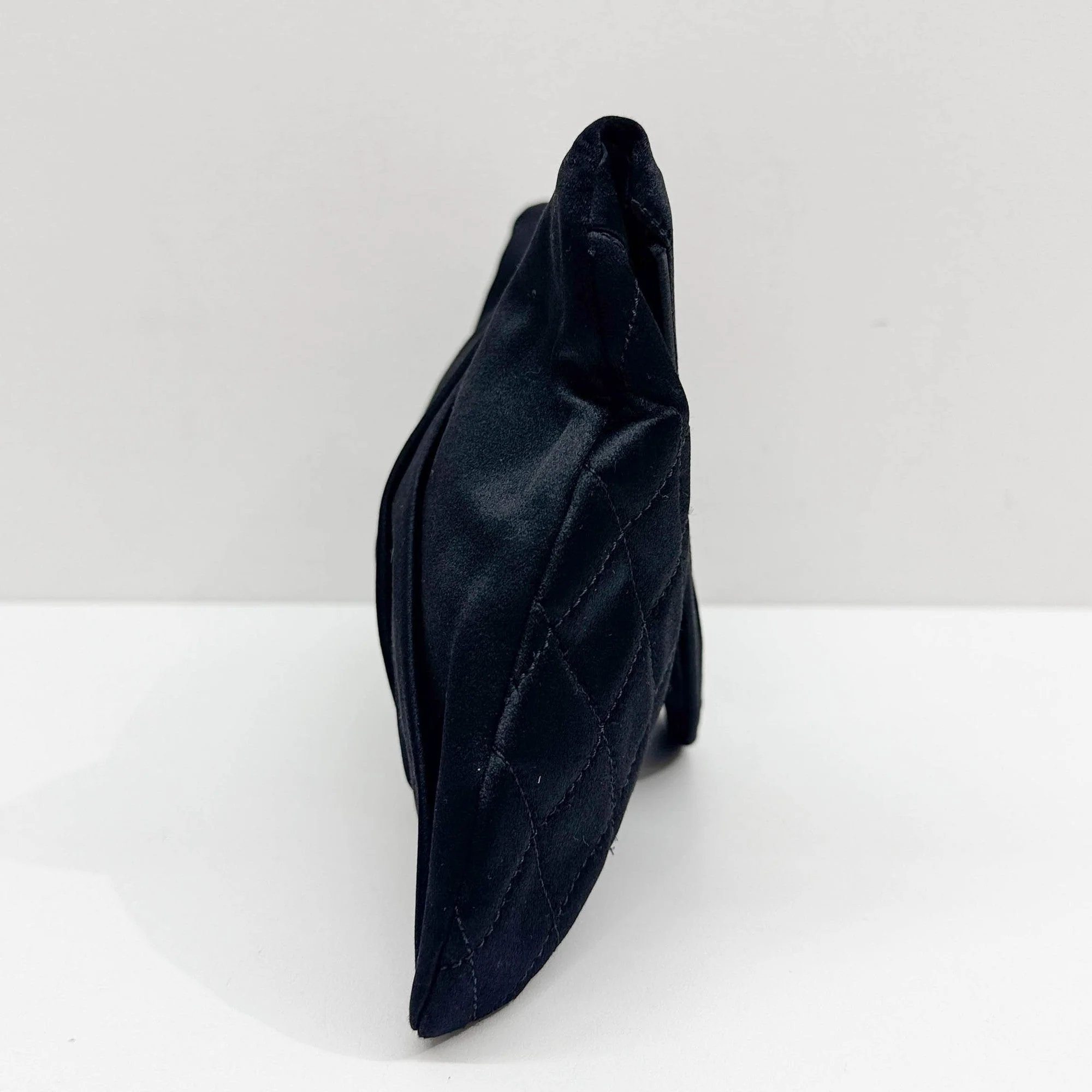Half Moon 2008-2009 Matelasse Black Satin Clutch Bag - Image 5