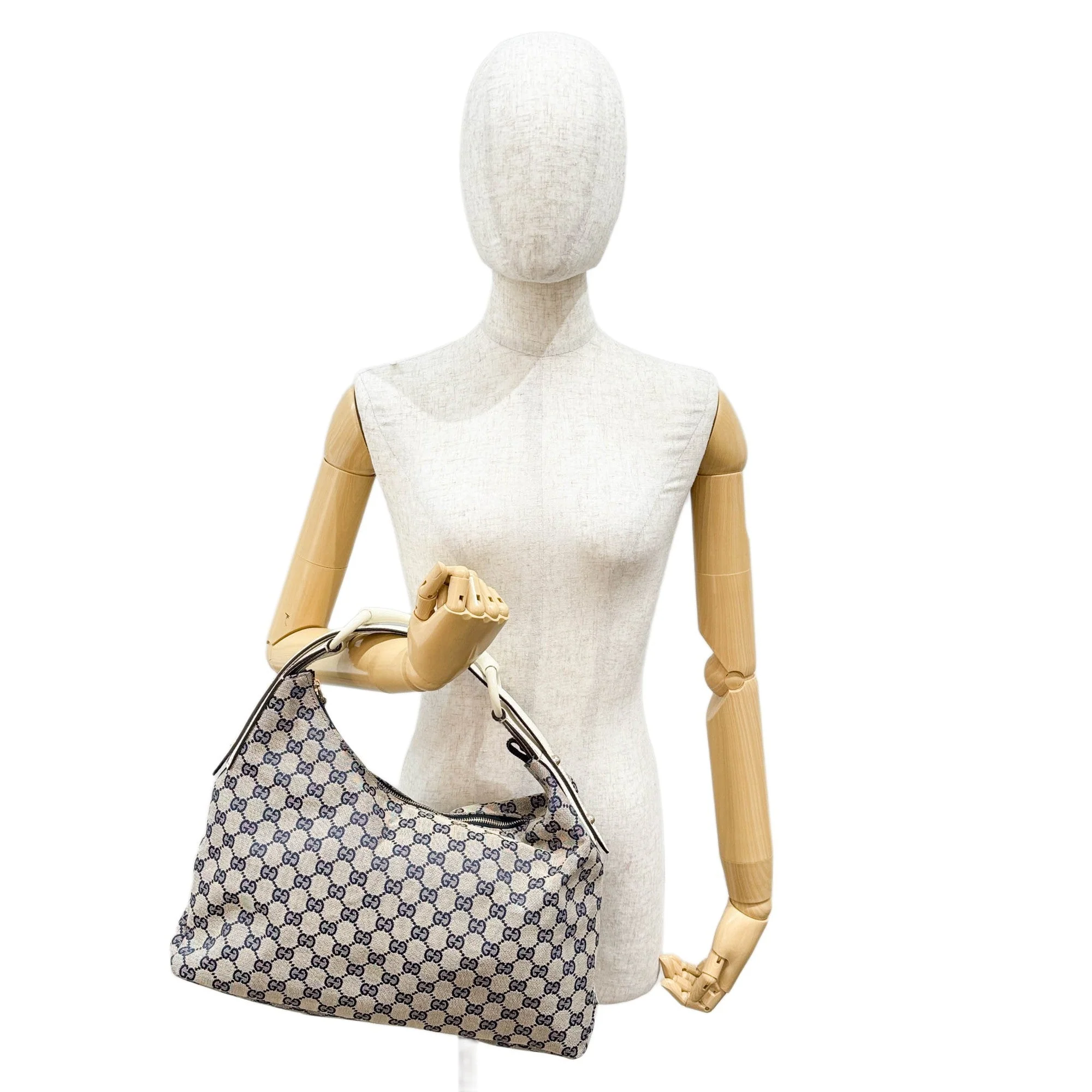Horsebit Beige & Blue GG Canvas Shoulder Bag - Image 3