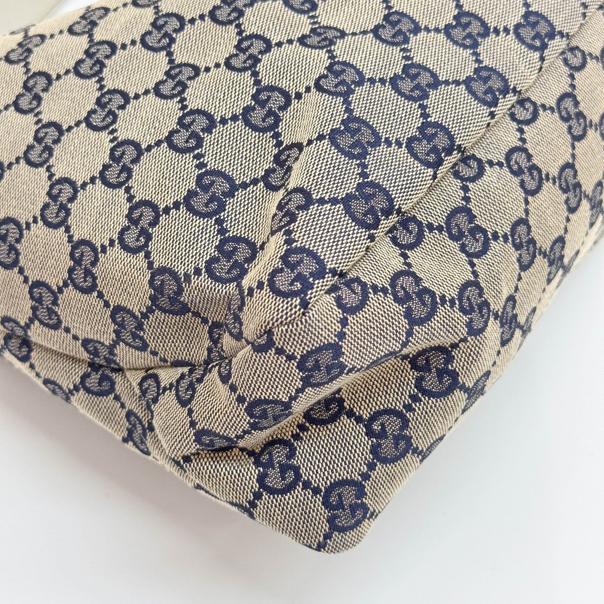 Horsebit Beige & Blue GG Canvas Shoulder Bag - Image 9