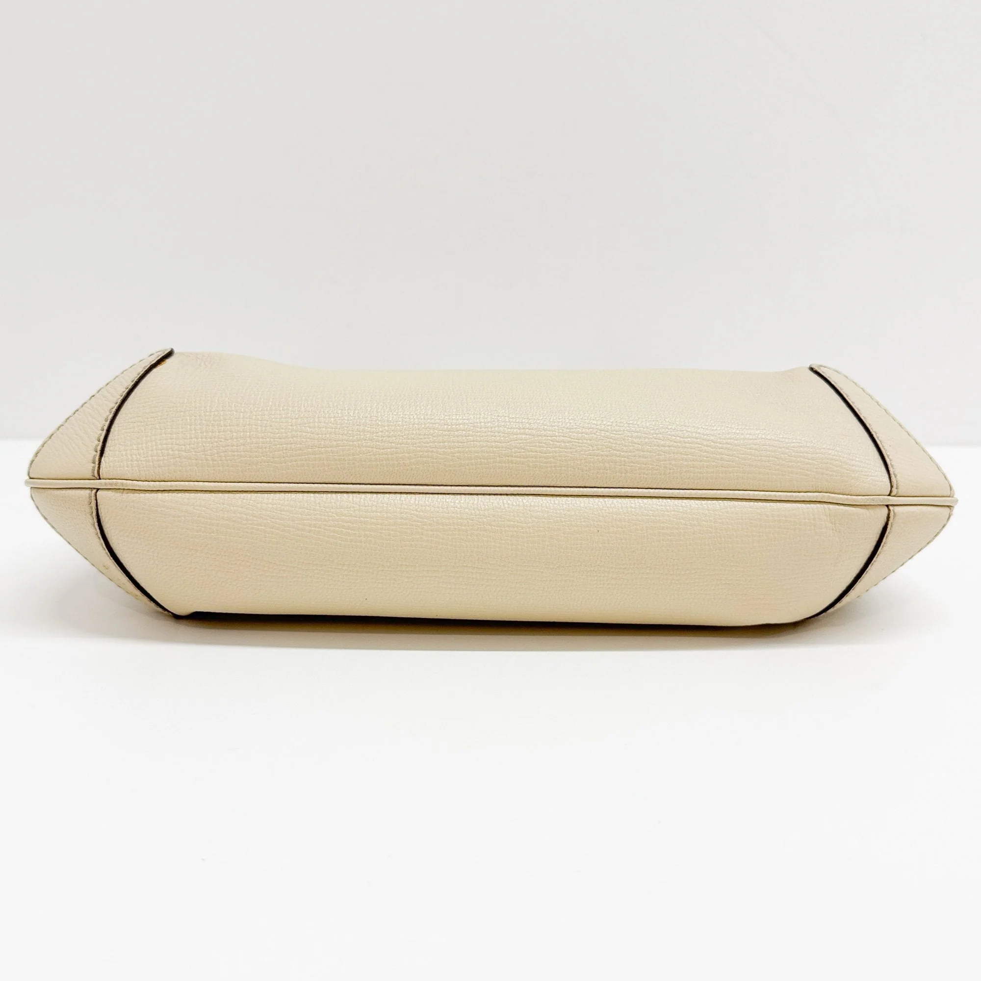 Horsebit Beige Leather Shoulder Bag - Image 8